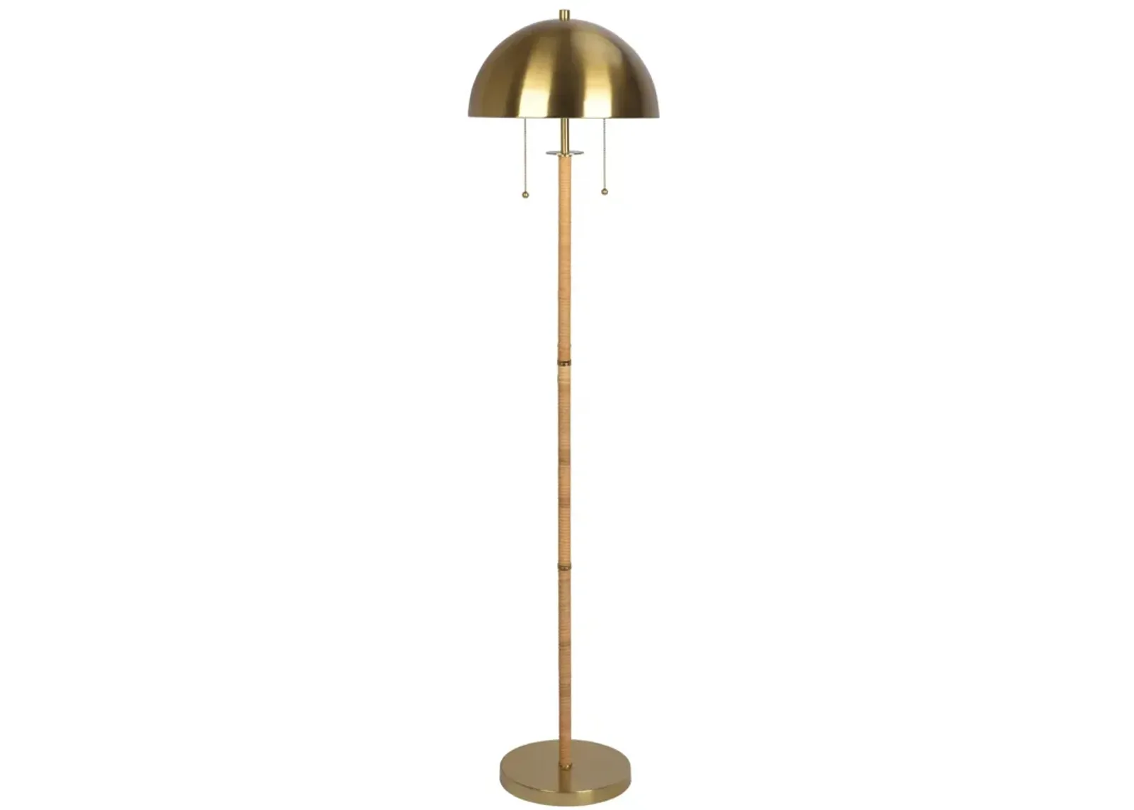 Allure 2-Light Floor Lamp, Gold Brass, Natural Rattan Tube , Double On/Off Pull Chain