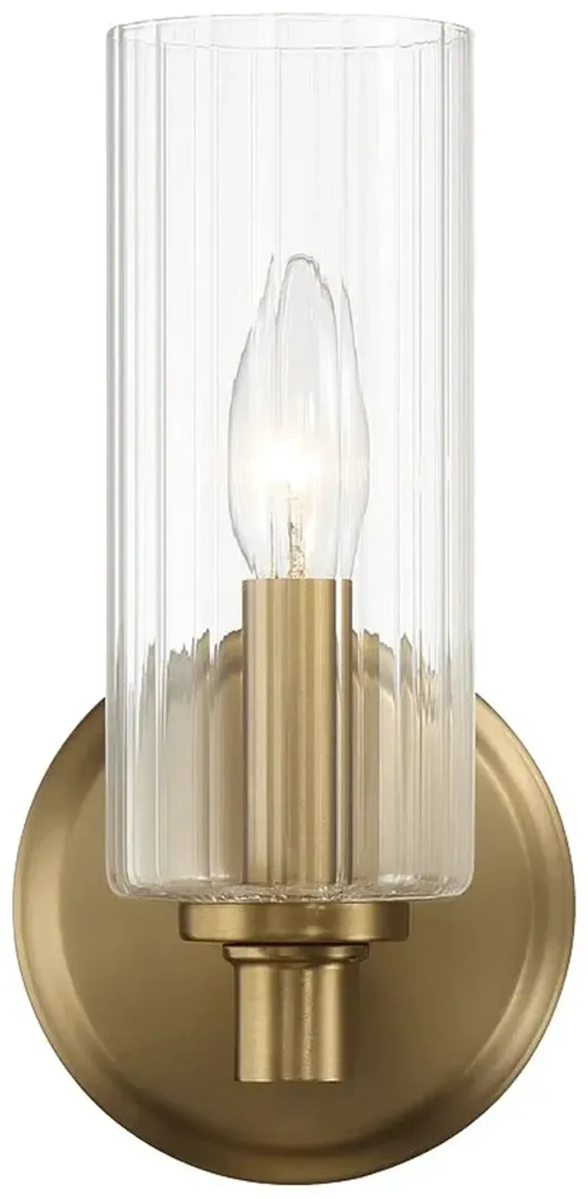 Jardin Single Light Wall Sconce With Clear Ribbed Glass - Satin Brass