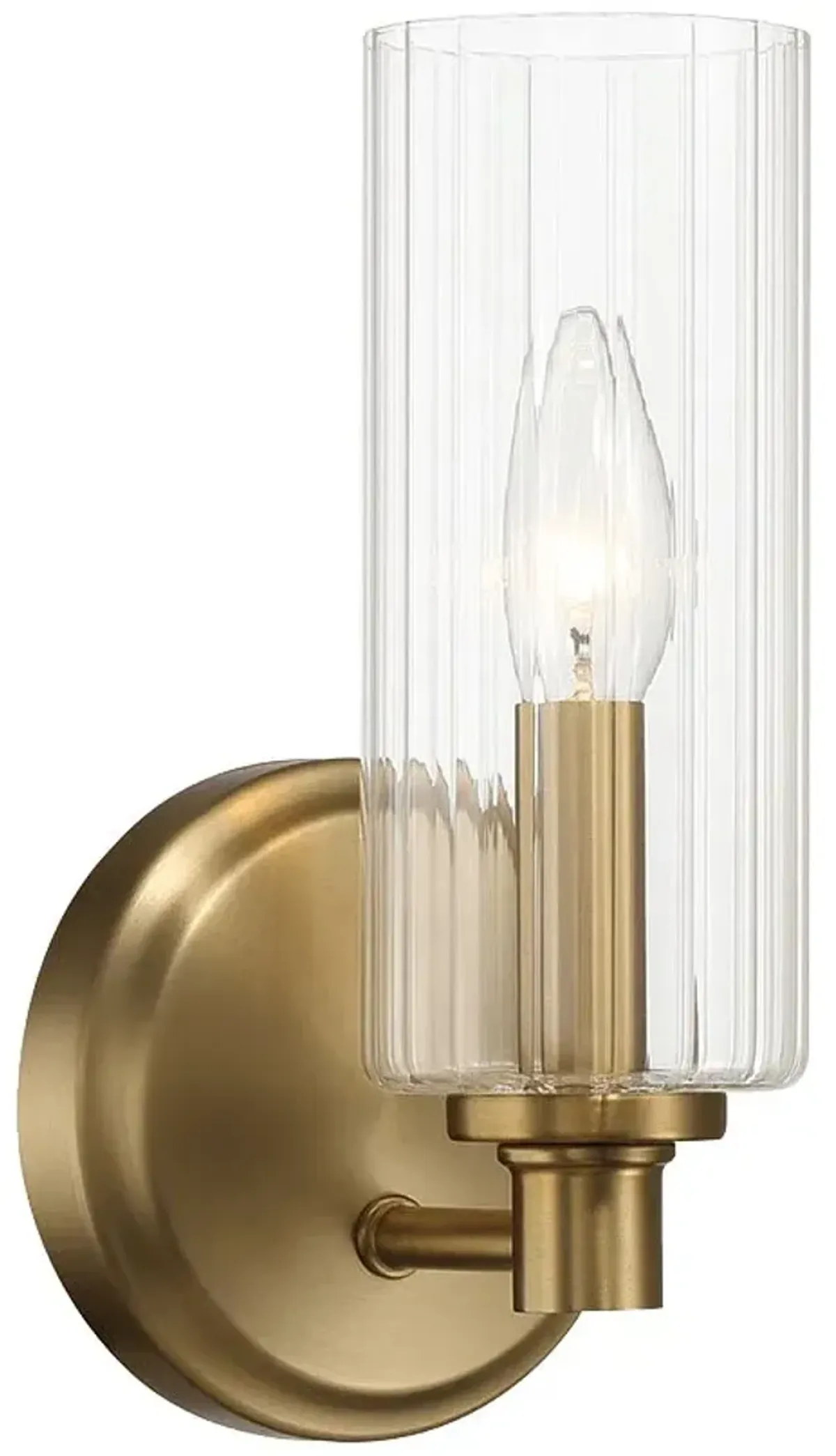 Jardin Single Light Wall Sconce With Clear Ribbed Glass - Satin Brass