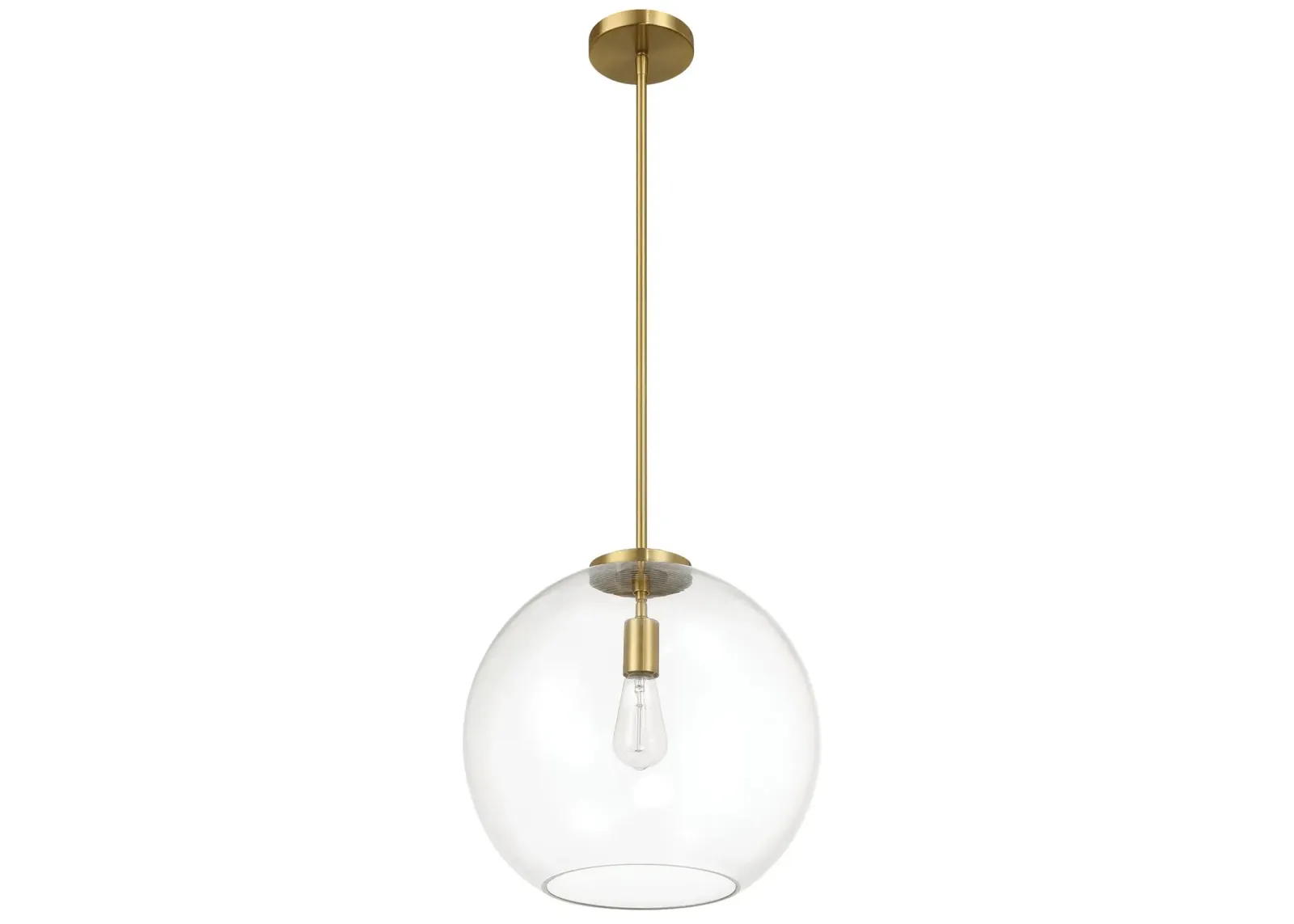 Gleam Single Light Pendant Lamp With Clear Globe Glass - Satin Brass