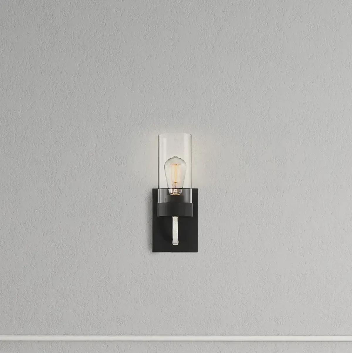 Zephyr Single Light Sconce With Clear Glass Metal Black Finish