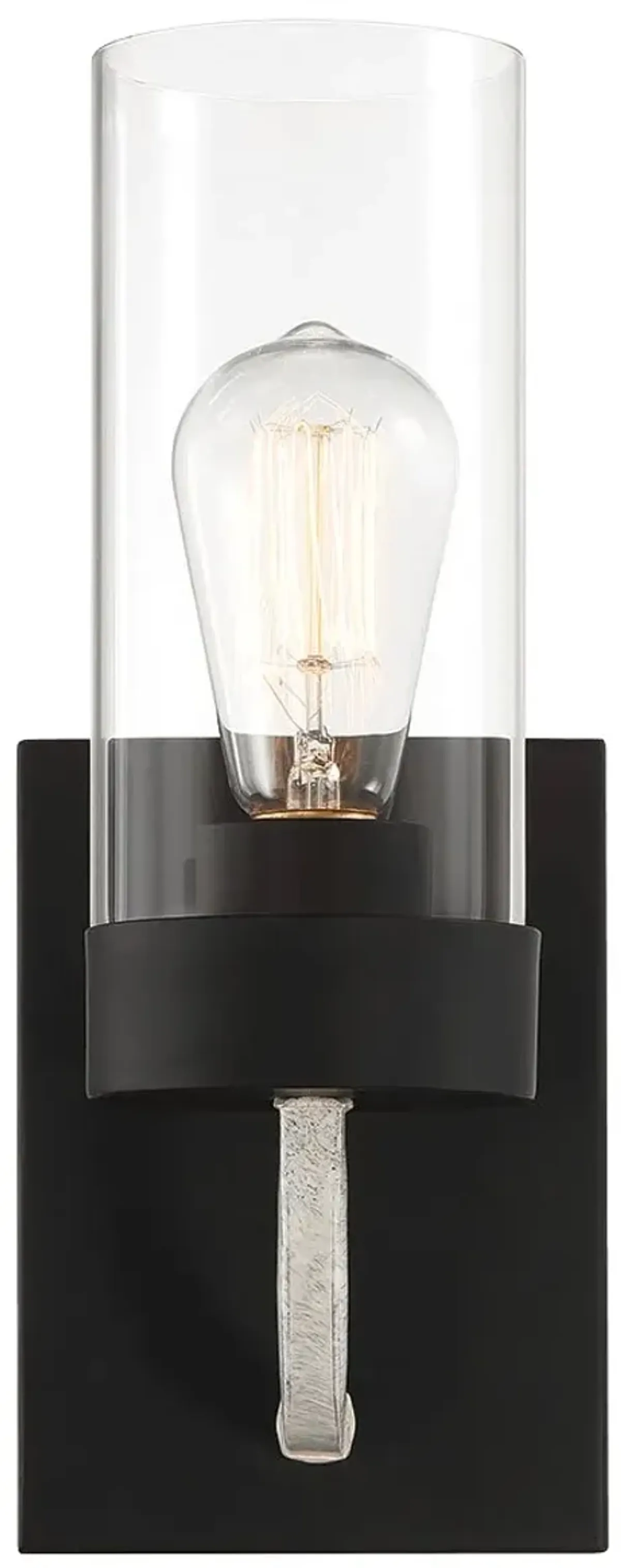 Zephyr Single Light Sconce With Clear Glass Metal Black Finish