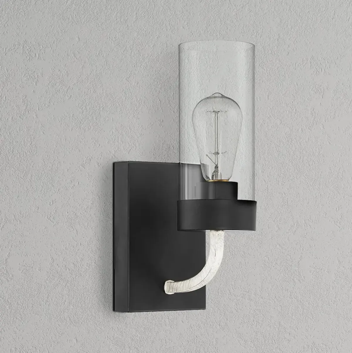 Zephyr Single Light Sconce With Clear Glass Metal Black Finish