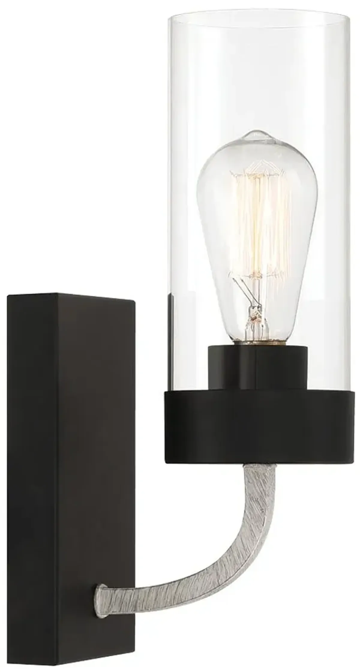 Zephyr Single Light Sconce With Clear Glass Metal Black Finish