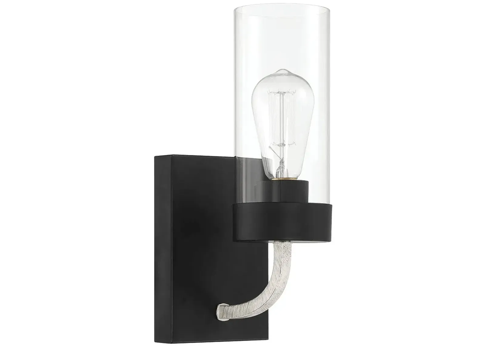 Zephyr Single Light Sconce With Clear Glass Metal Black Finish