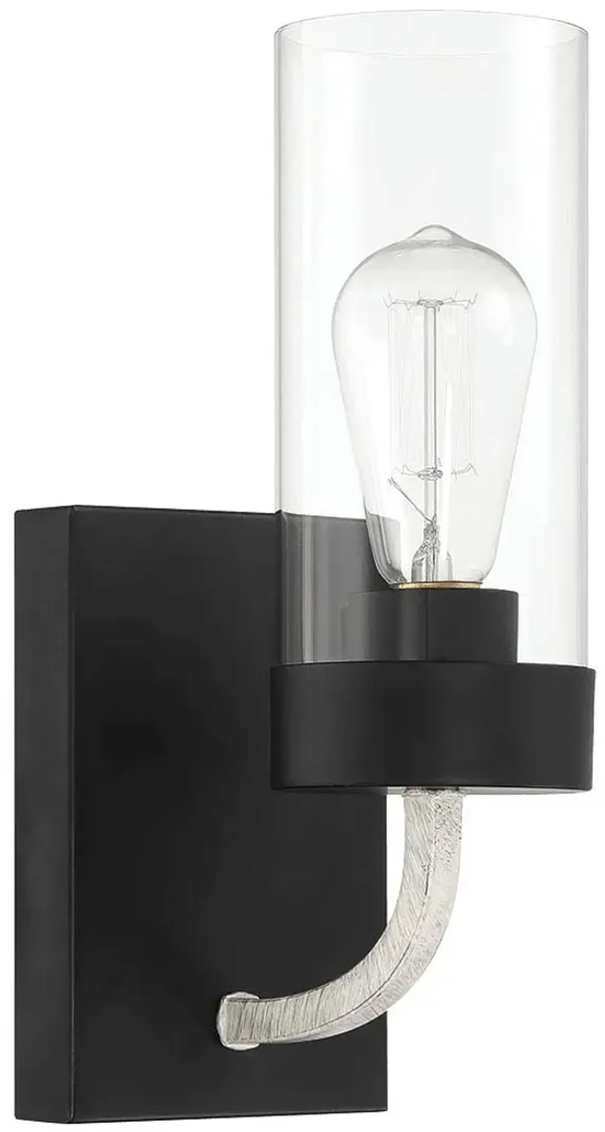 Zephyr Single Light Sconce With Clear Glass Metal Black Finish