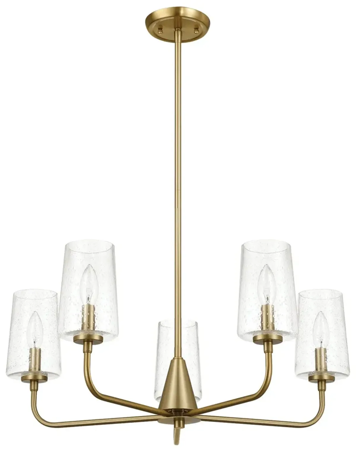 Dazzle Five Lights Chandelier With Clear Seeded Glass -Satin Brass