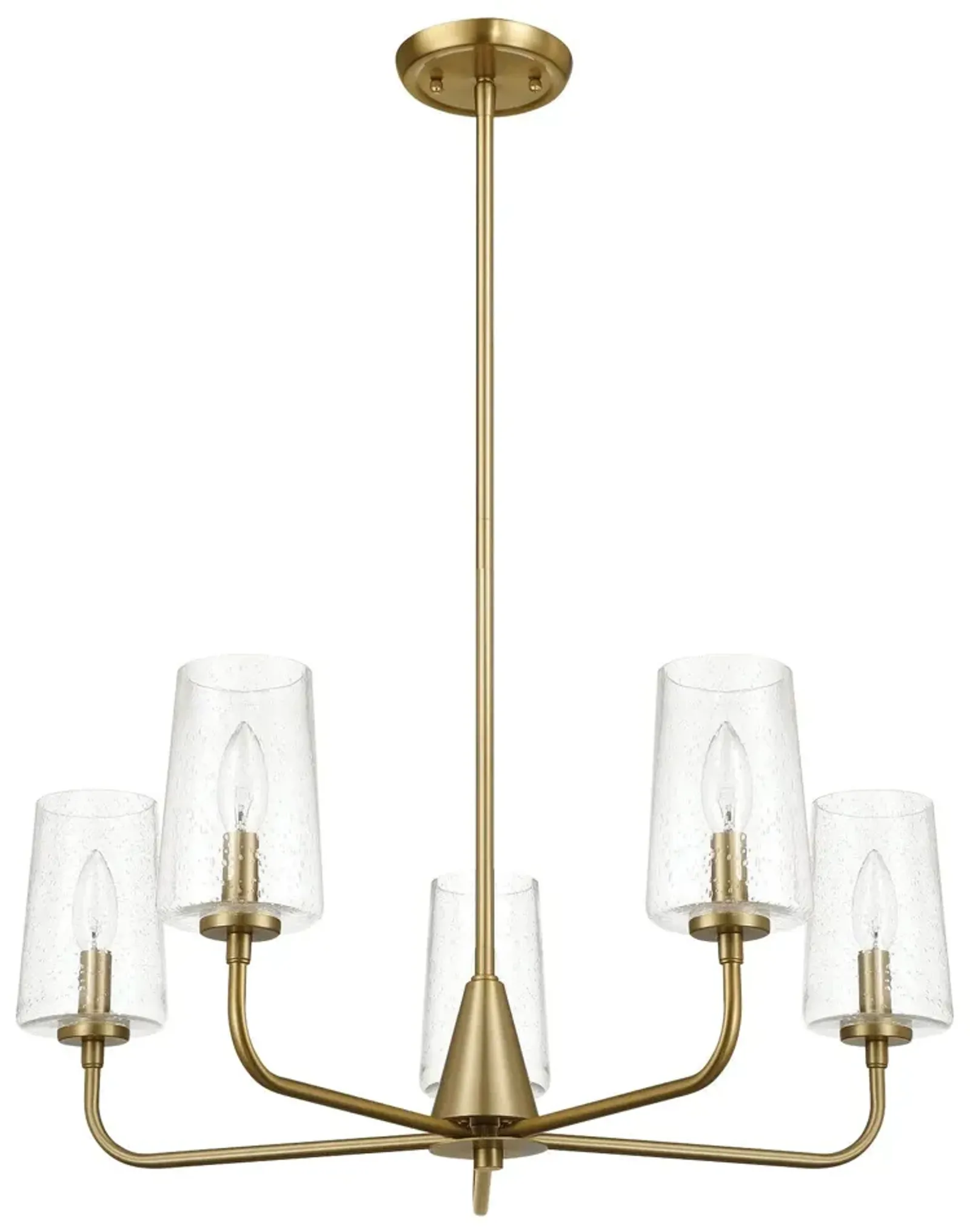 Dazzle Five Lights Chandelier With Clear Seeded Glass -Satin Brass