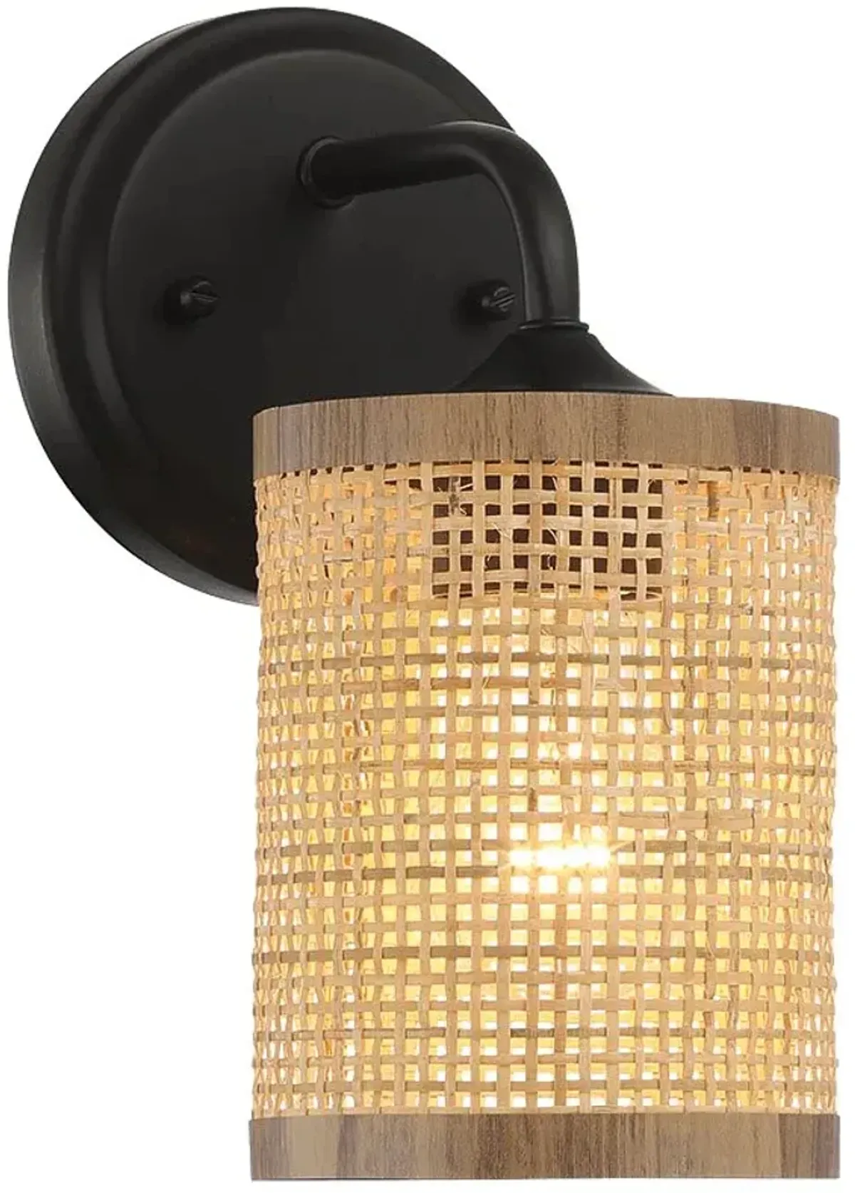 Reef Single Lights Wall Sconce With Natural Rattan Shade Rustic Wicker Wall Light