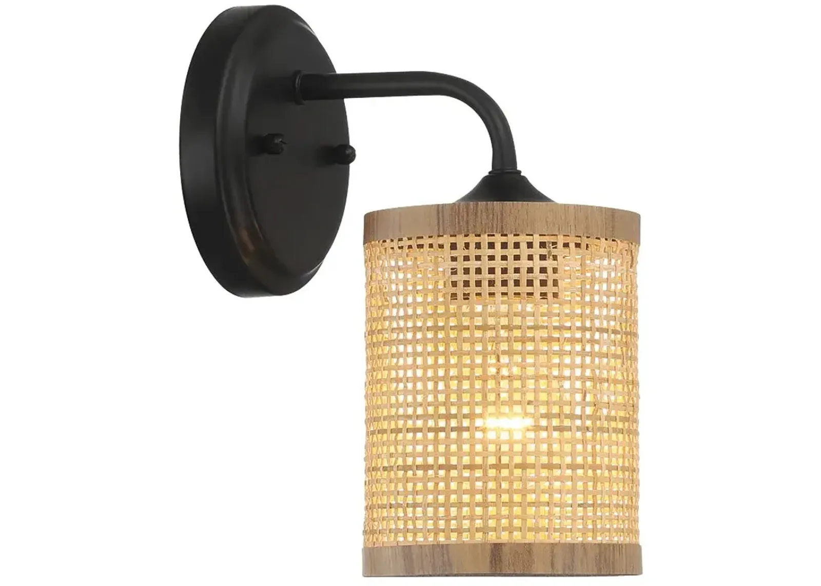 Reef Single Lights Wall Sconce With Natural Rattan Shade Rustic Wicker Wall Light