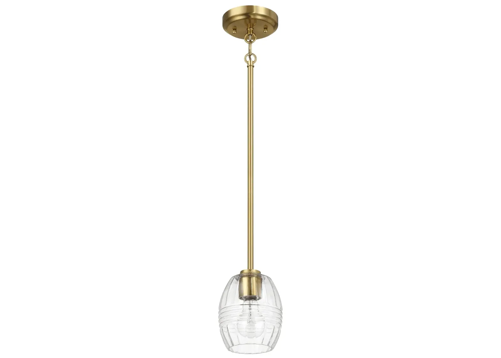 Vista Single Pendant Chain Hanging Light with Clear Glass - Satin Brass