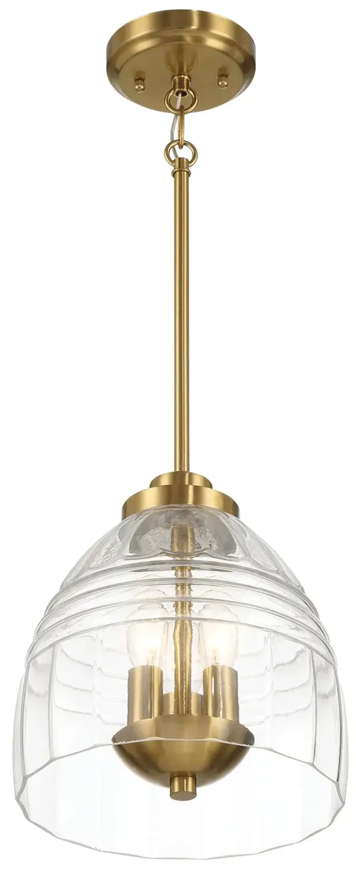 Ember Three Candle Lights Chain Pendant With Clear Glass - Satin Brass