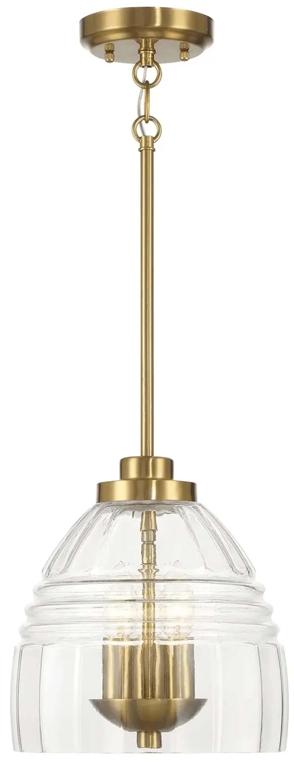 Ember Three Candle Lights Chain Pendant With Clear Glass - Satin Brass