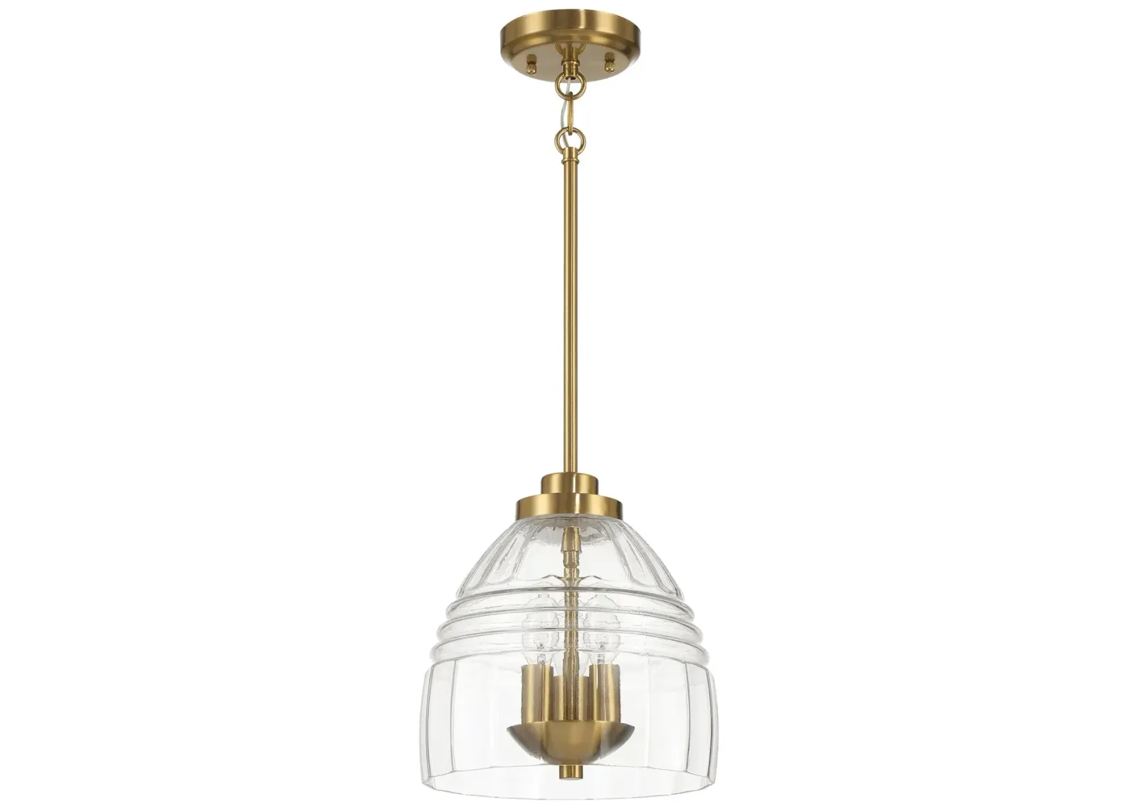 Ember Three Candle Lights Chain Pendant With Clear Glass - Satin Brass