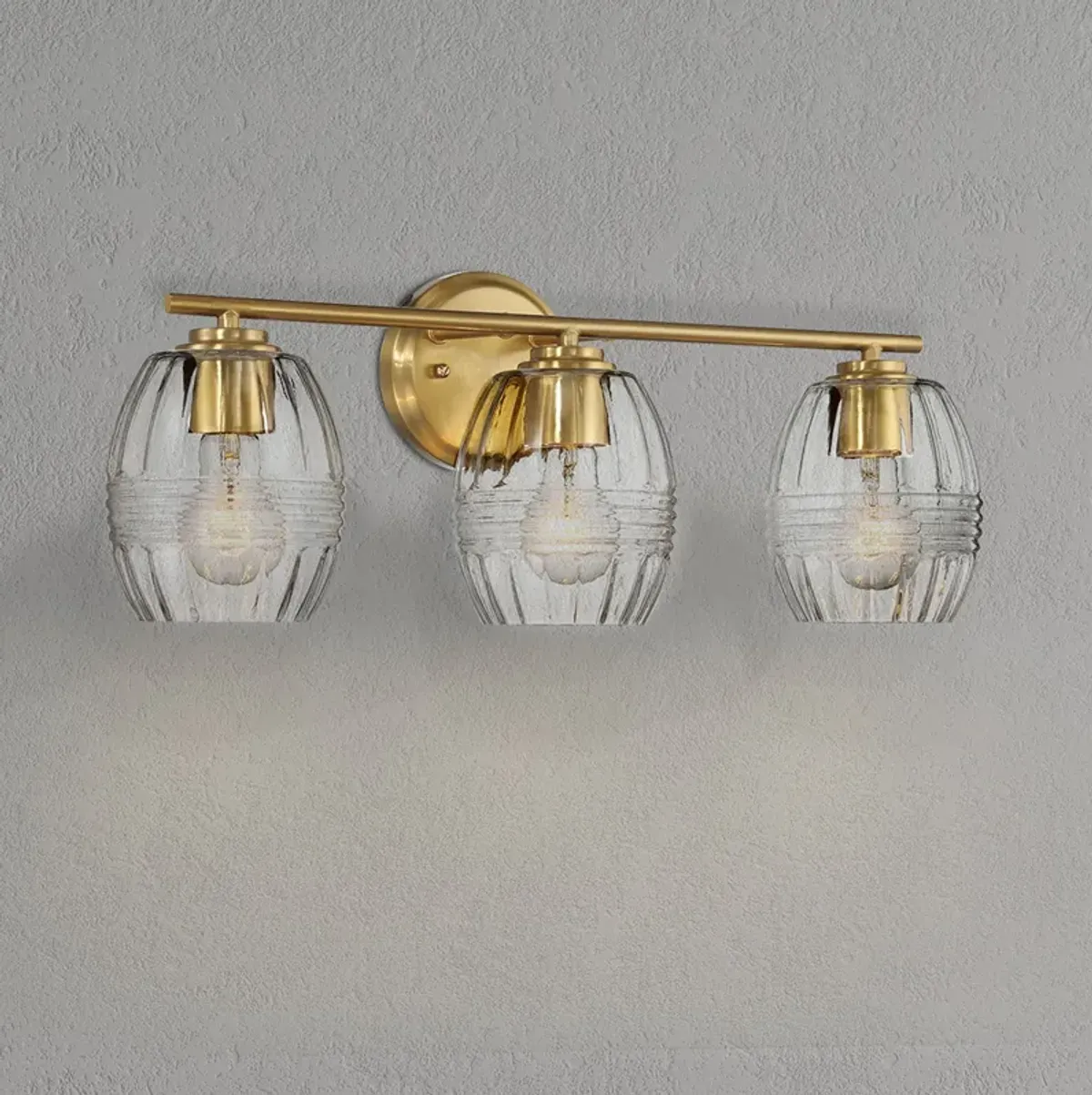 Luster Three Lights Vanity With Clear Glass for Bathrooms above Mirror  Wall Lamp - Satin Brass