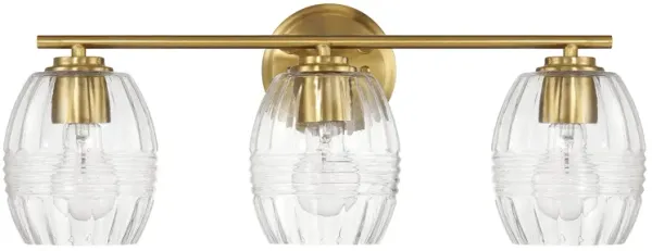 Luster Three Lights Vanity With Clear Glass for Bathrooms above Mirror  Wall Lamp - Satin Brass
