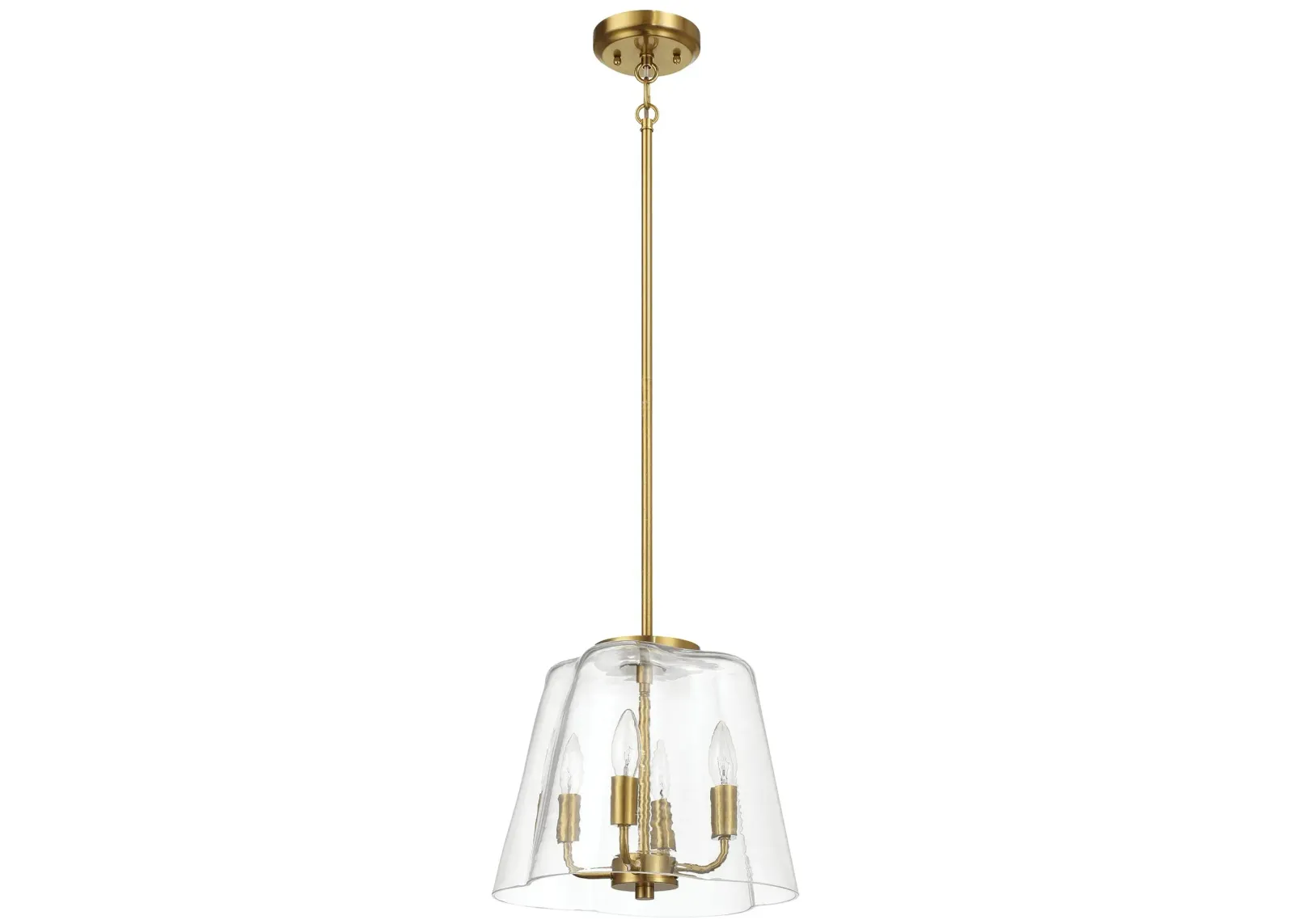 Soiree Four Candle Lights Pendant With Clear Glass - Satin Brass