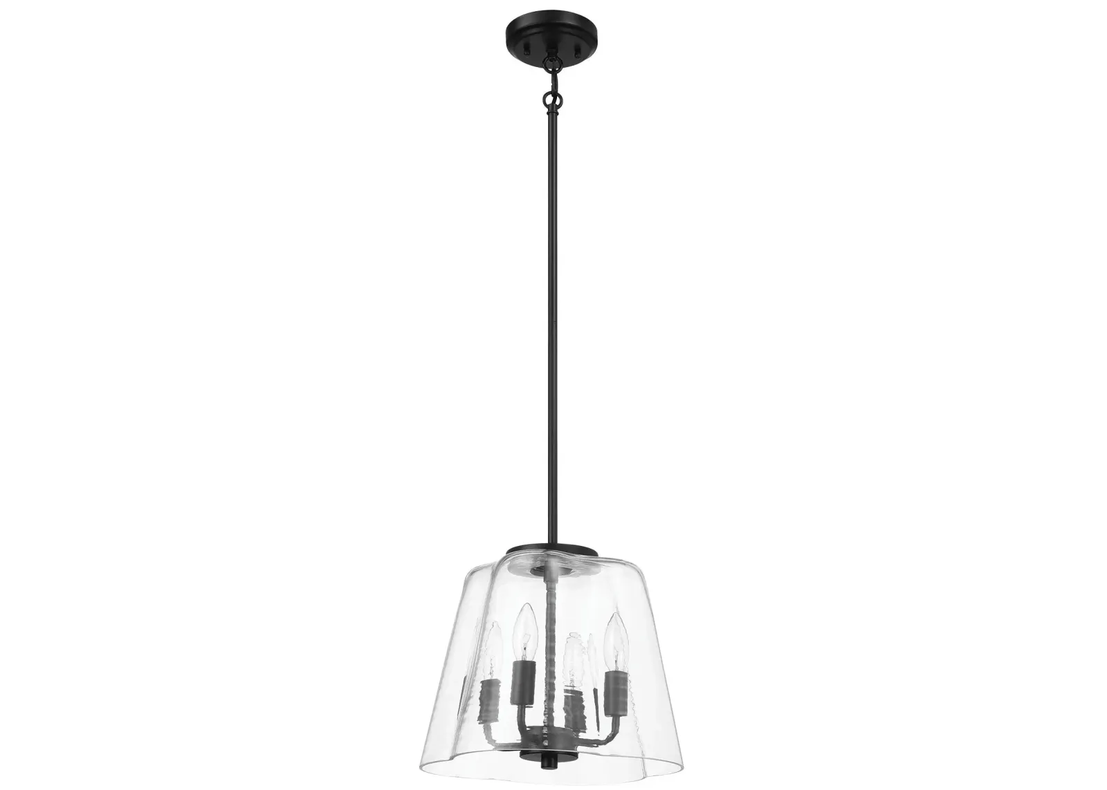 Soiree Four Candle Lights Pendant With Clear Glass - Black Finish