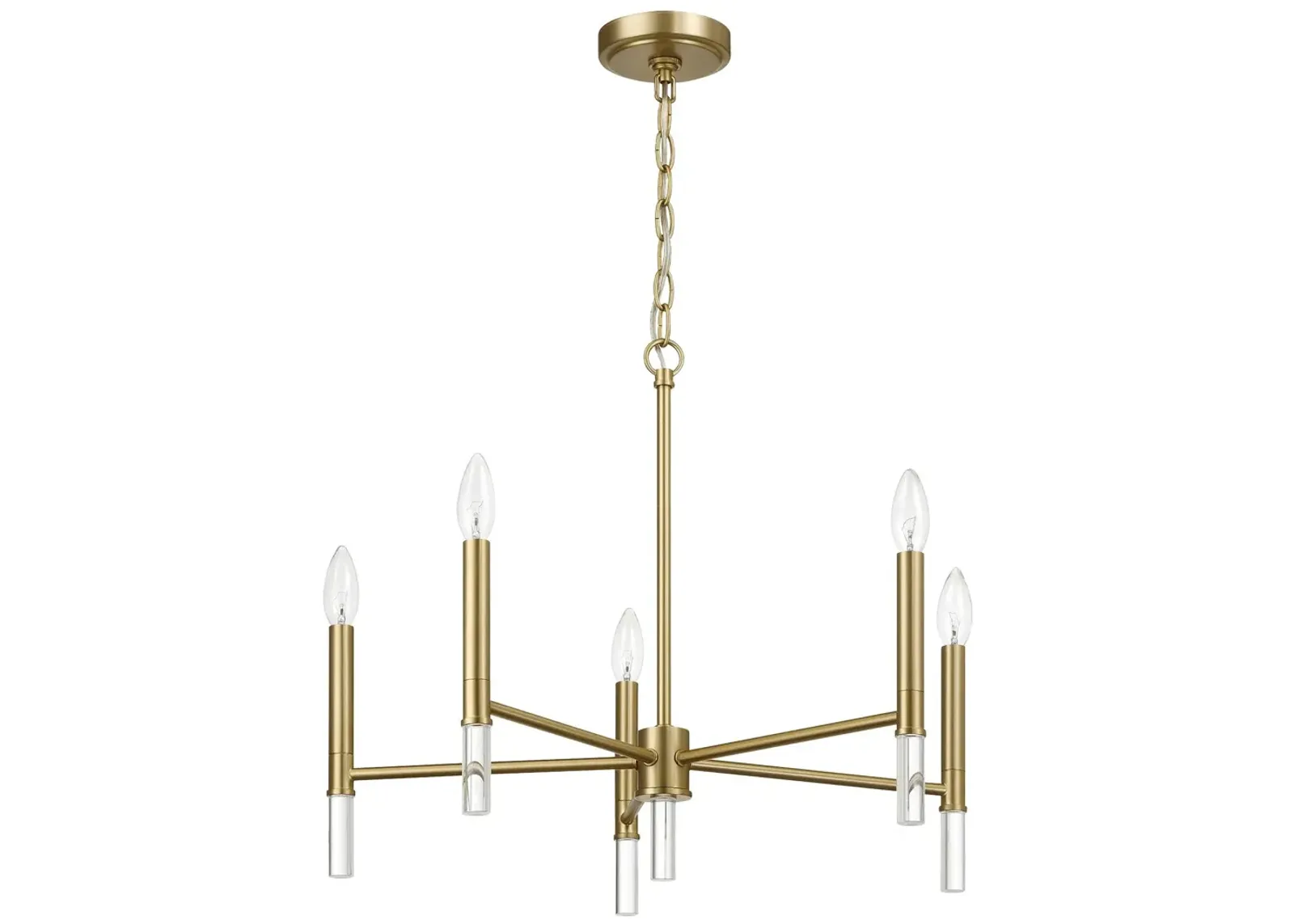 Courtyard Five Light Golden Brass Candle Light Chandelier 24"W × 17.75"H