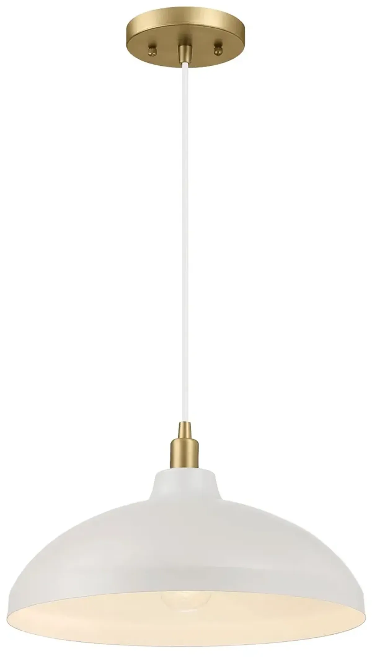 Astral Single Light White Pendant Lamp with Golder Brass Finish for Entrance Kitchen Island 14"D × 8"H