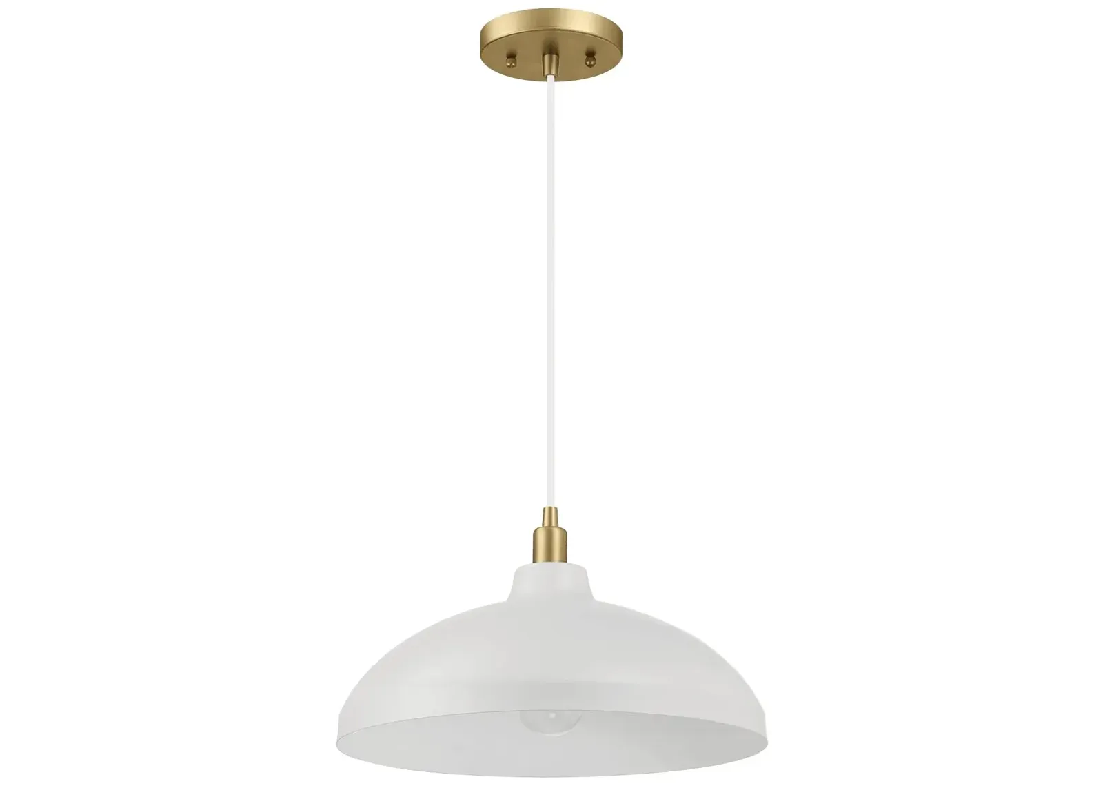 Astral Single Light White Pendant Lamp with Golder Brass Finish for Entrance Kitchen Island 14"D × 8"H