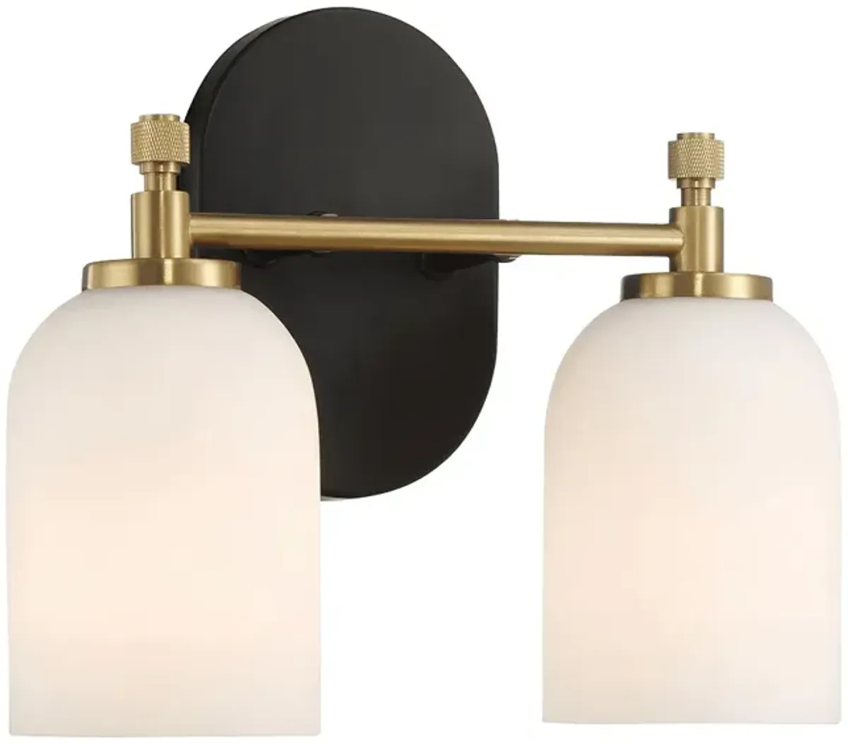 Vortex Two Lights Vanity in Traditional Style for Over Bathroom Mirror Wall Sconce 12.25"W × 10.125"H × 5.5"E With White Frosted Glass