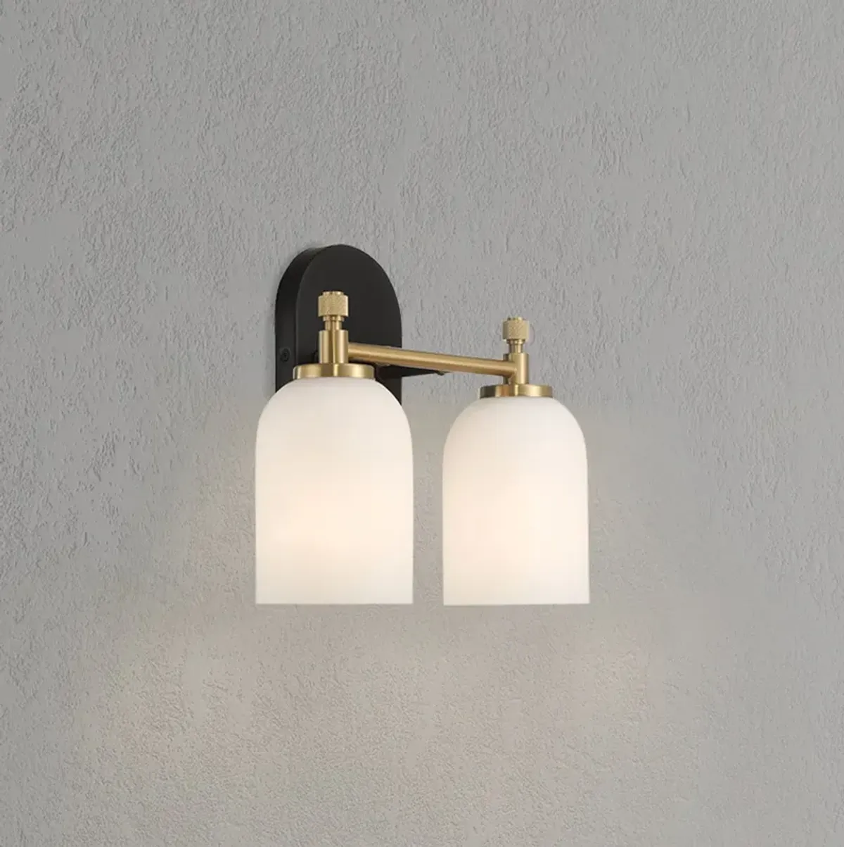 Vortex Two Lights Vanity in Traditional Style for Over Bathroom Mirror Wall Sconce 12.25"W × 10.125"H × 5.5"E With White Frosted Glass