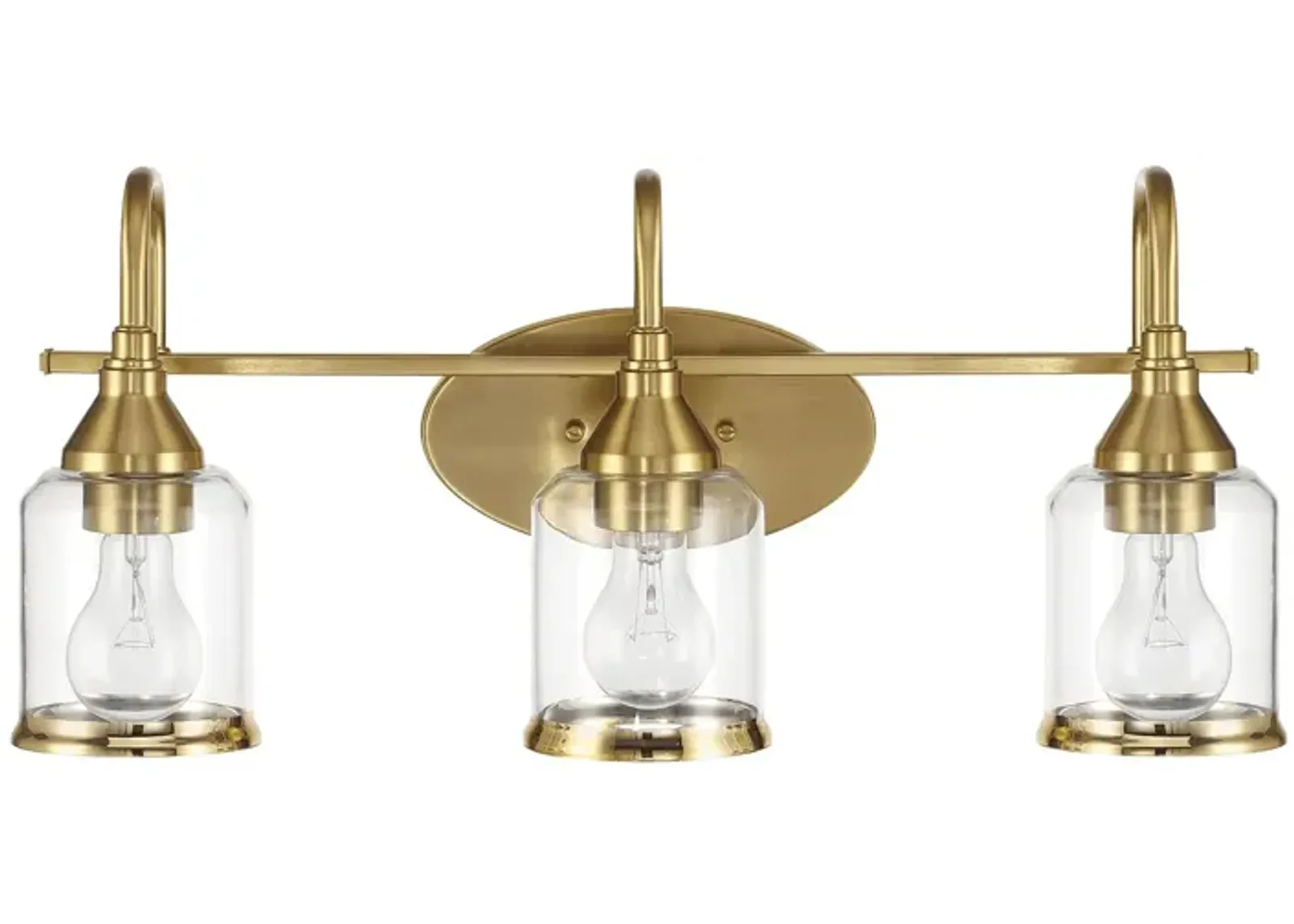 Twilight Three Lights Brushed Gold Contemporary Vanity Light 22"W × 10"H × 7.48"E with Clear Glass