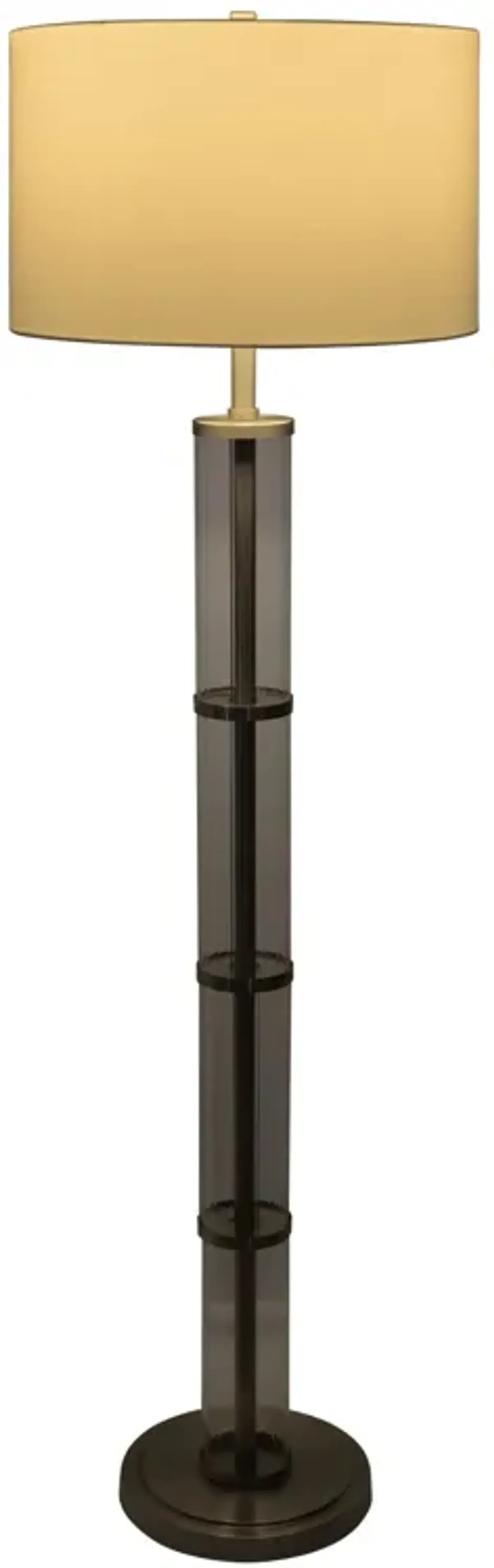 Nimbus Brushed Nickel Floor Lamp with 3-Way Rotary Switch Clear Glass Body  Metal Base