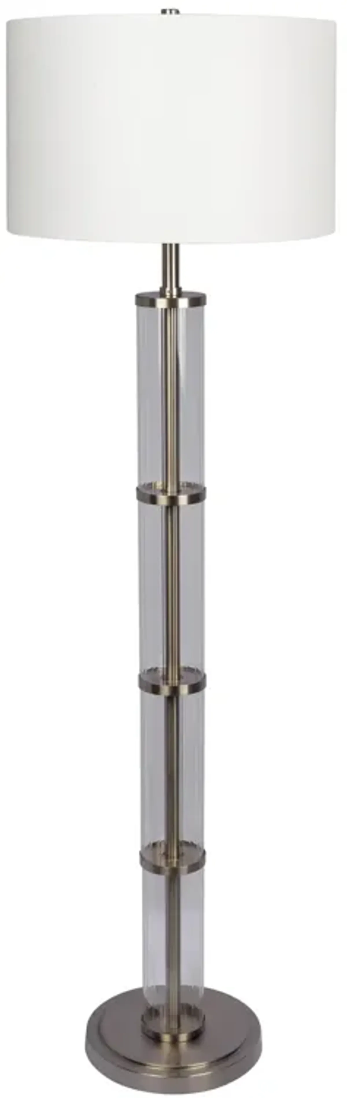 Nimbus Brushed Nickel Floor Lamp with 3-Way Rotary Switch Clear Glass Body  Metal Base