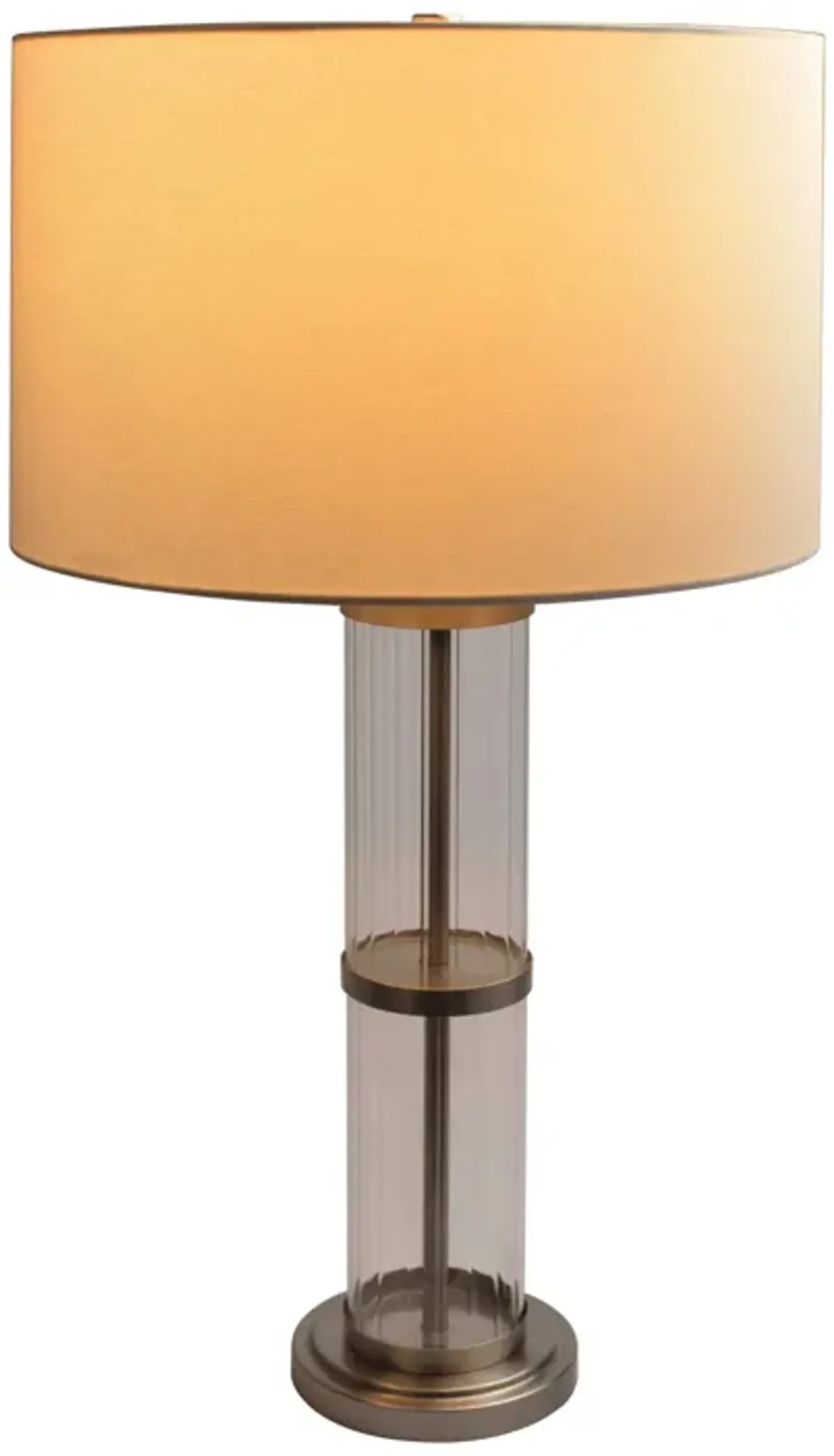 Echo Brushed Nickel Table Lamp with On/Off Switch Clear Glass Body  Metal Base