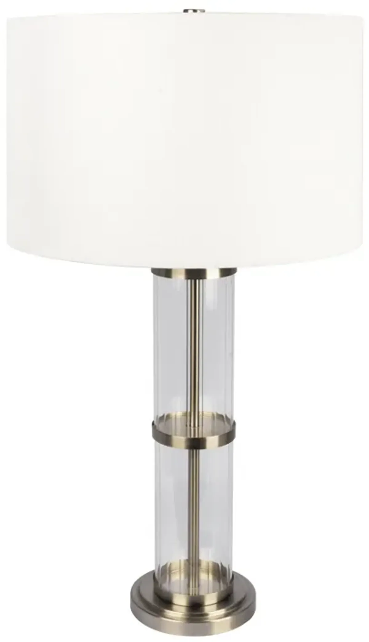 Echo Brushed Nickel Table Lamp with On/Off Switch Clear Glass Body  Metal Base