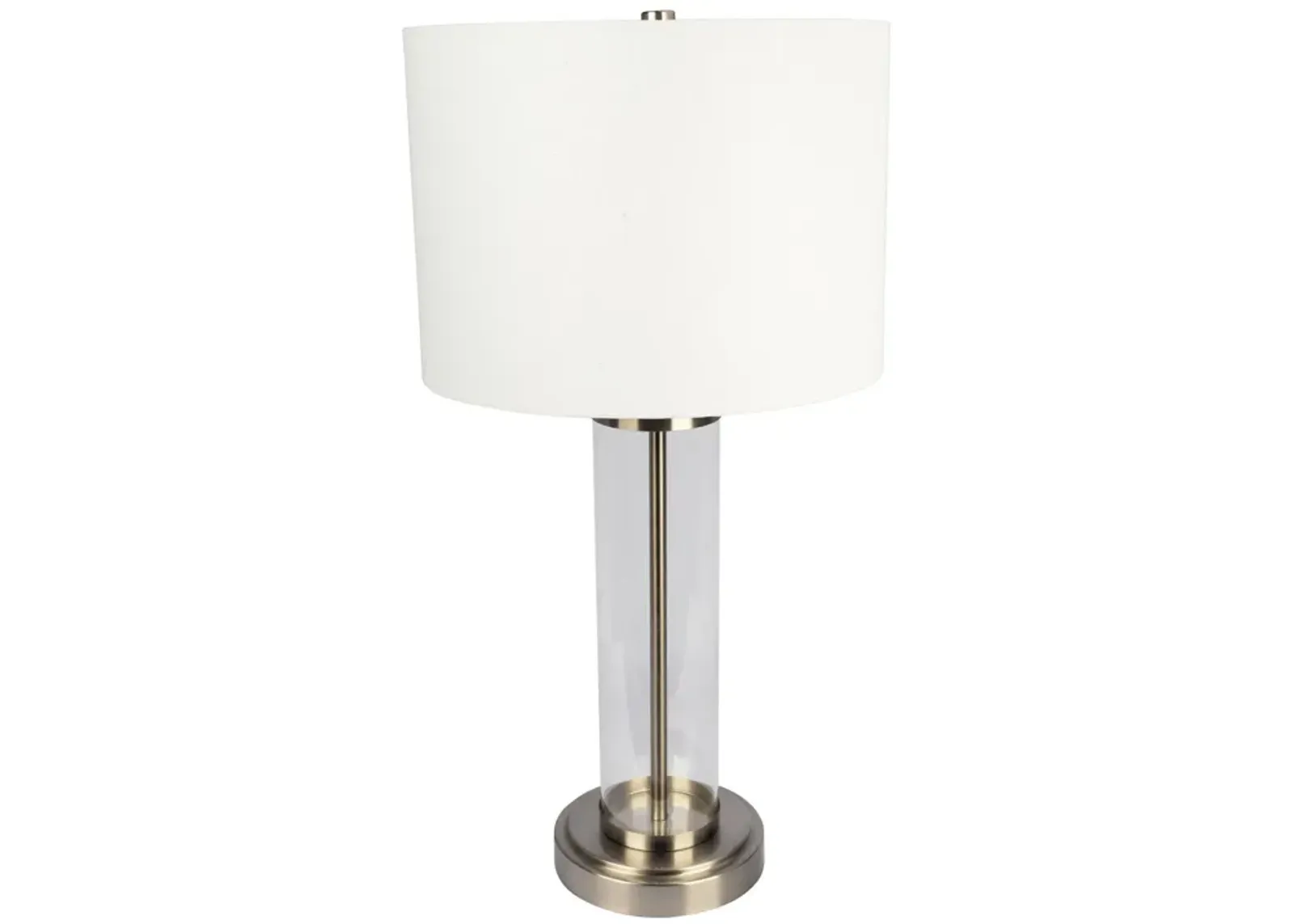 Luna Brushed Nickel Table Lamp with On/Off Switch Clear Glass Body  Metal Base