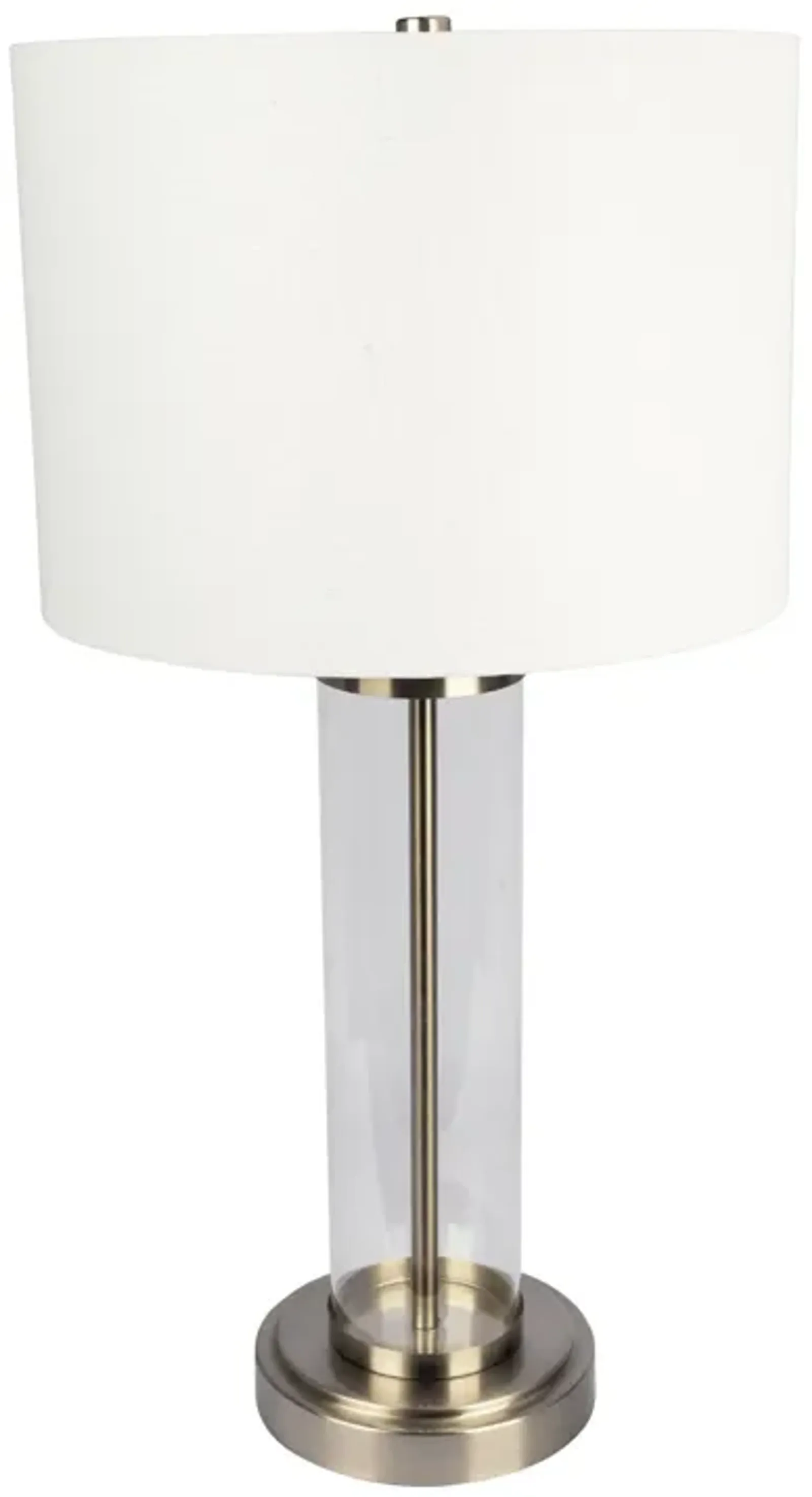 Luna Brushed Nickel Table Lamp with On/Off Switch Clear Glass Body  Metal Base