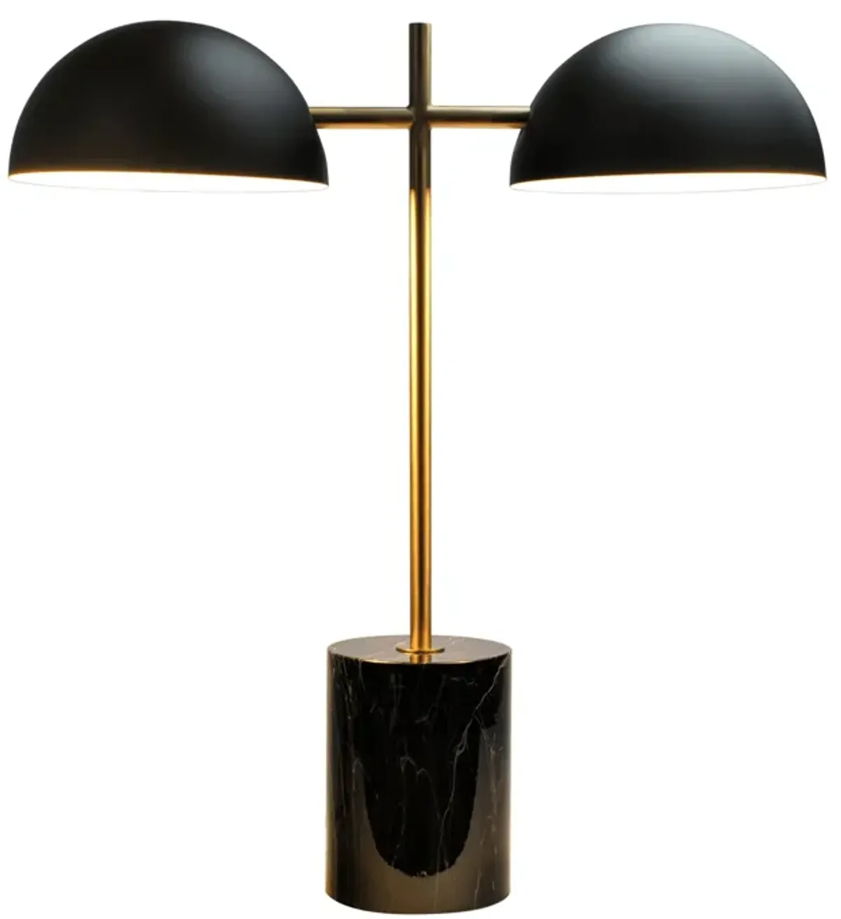 Nova Hydro Black Table Lamp with On/Off Switch Double Lamp with Faux Marble Base