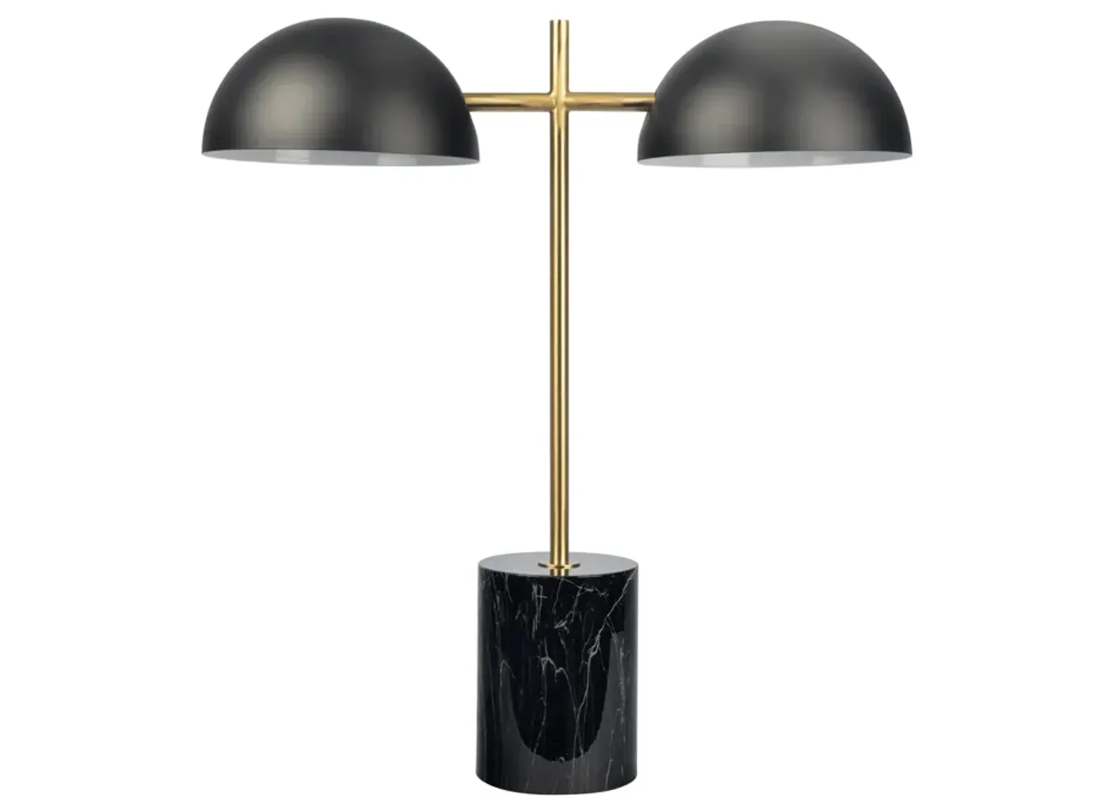 Nova Hydro Black Table Lamp with On/Off Switch Double Lamp with Faux Marble Base