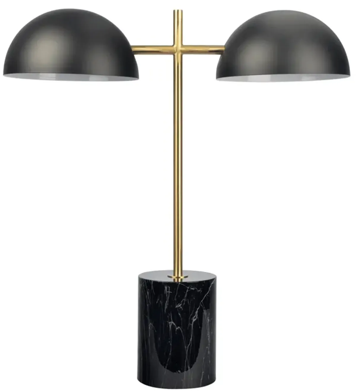 Nova Hydro Black Table Lamp with On/Off Switch Double Lamp with Faux Marble Base