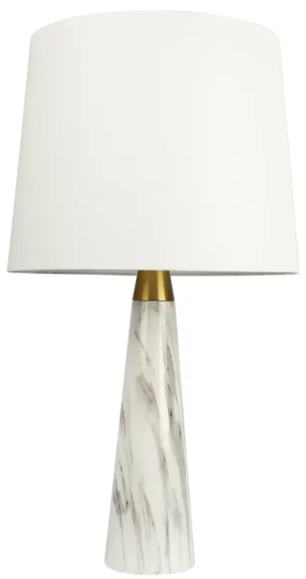 Enclave Table Lamp with On/Off Switch Faux Marble Base Fabric Shade (Hydro Black)