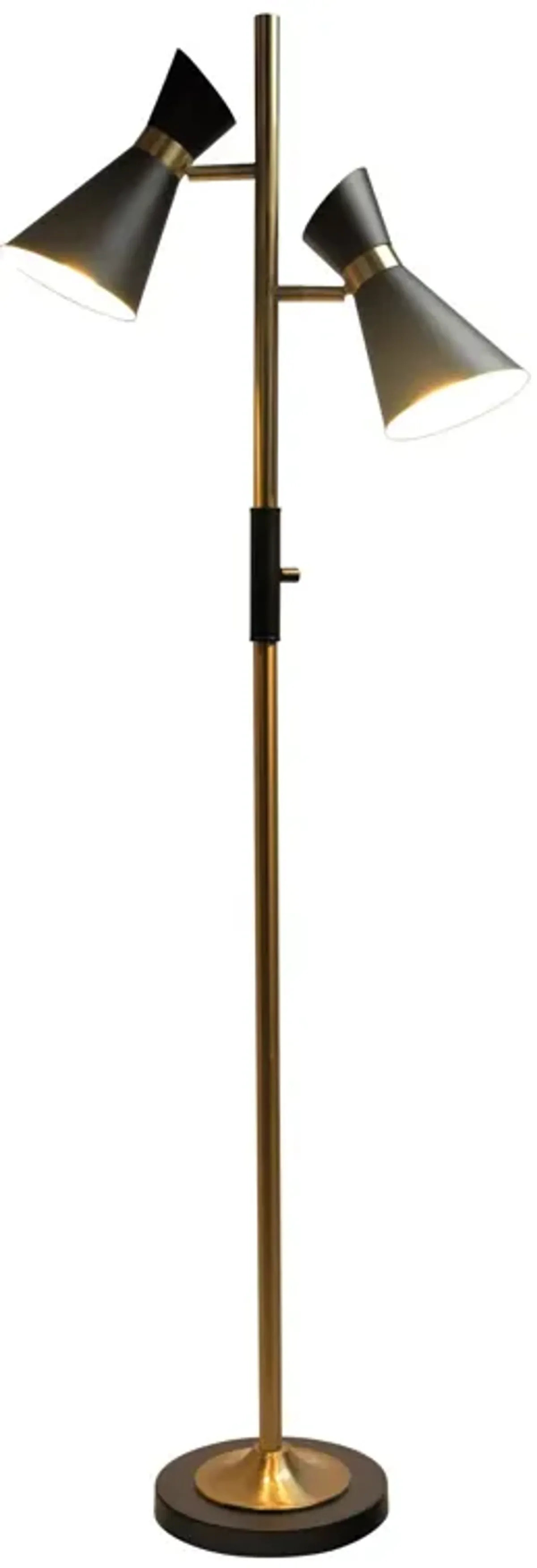 Axis Brassed Gold Floor Lamp with 4-Way Switch Double Spots with Metal Base