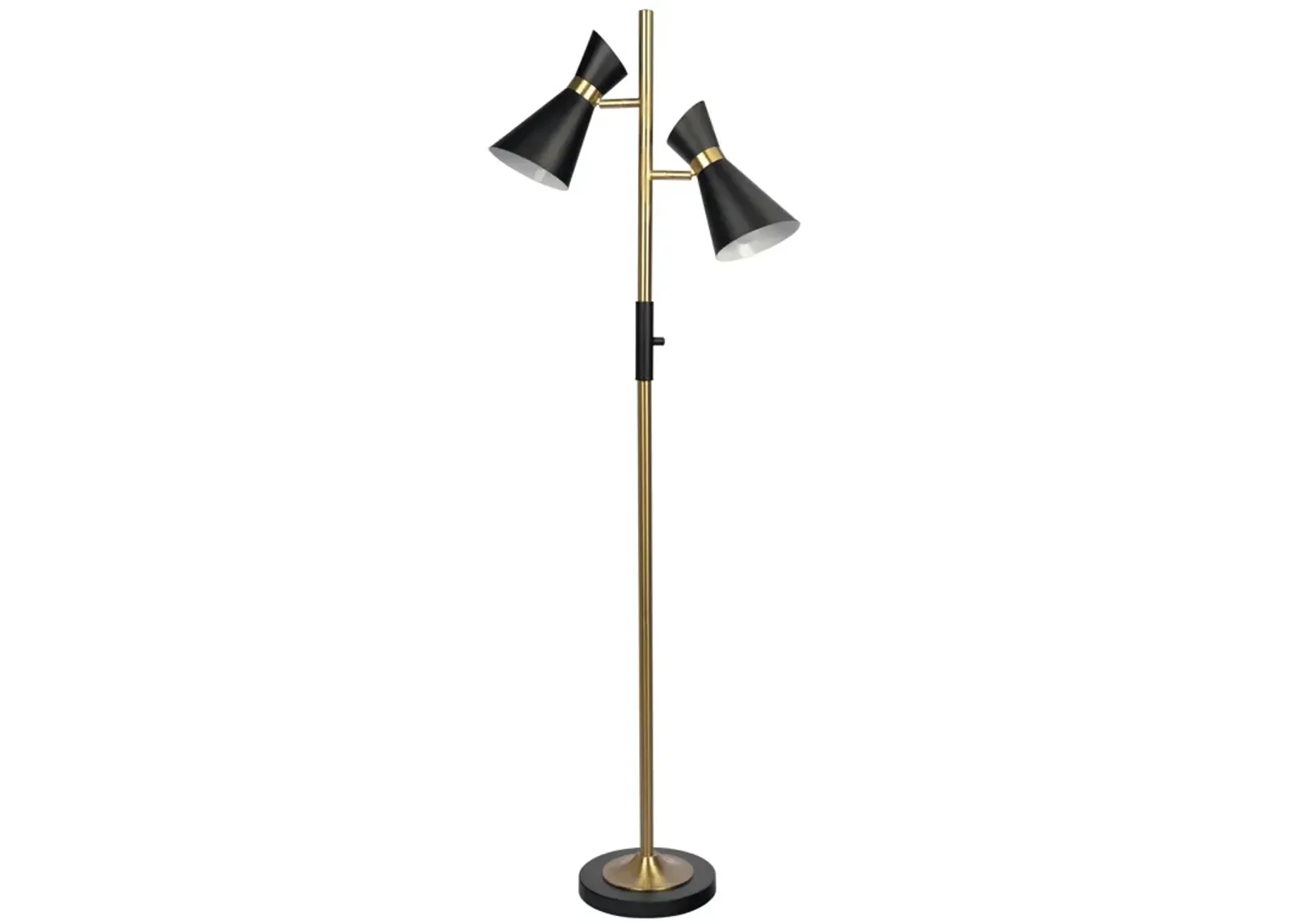 Axis Brassed Gold Floor Lamp with 4-Way Switch Double Spots with Metal Base