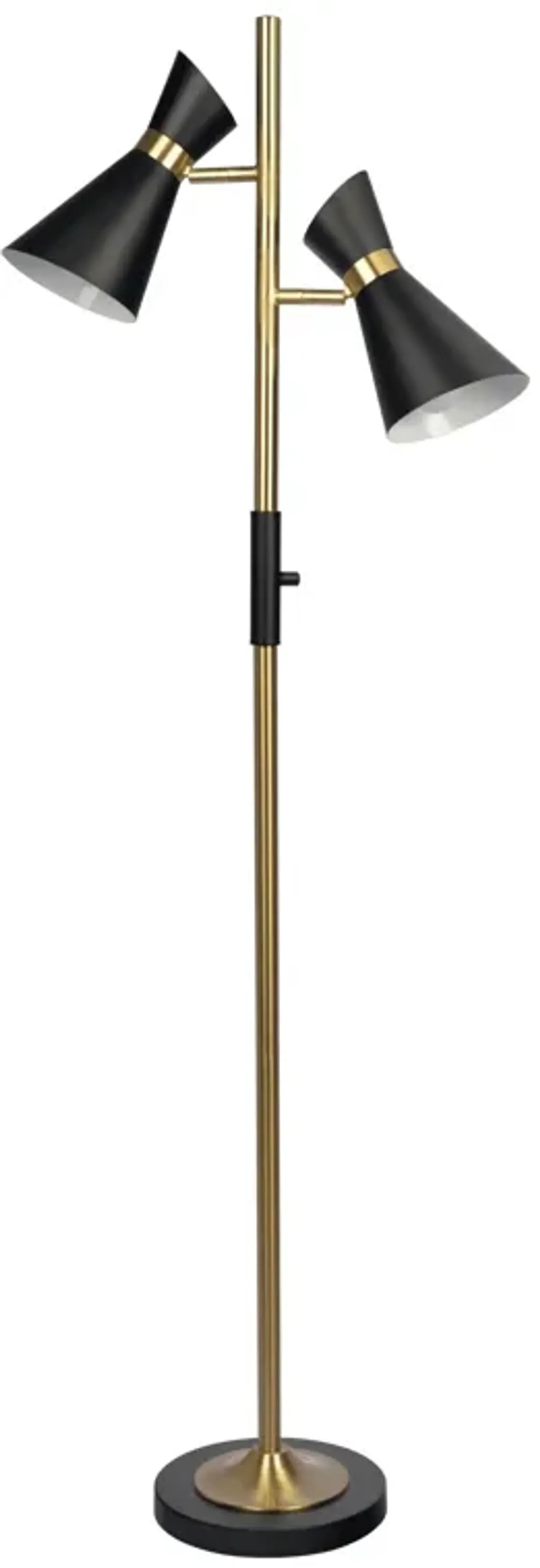 Axis Brassed Gold Floor Lamp with 4-Way Switch Double Spots with Metal Base