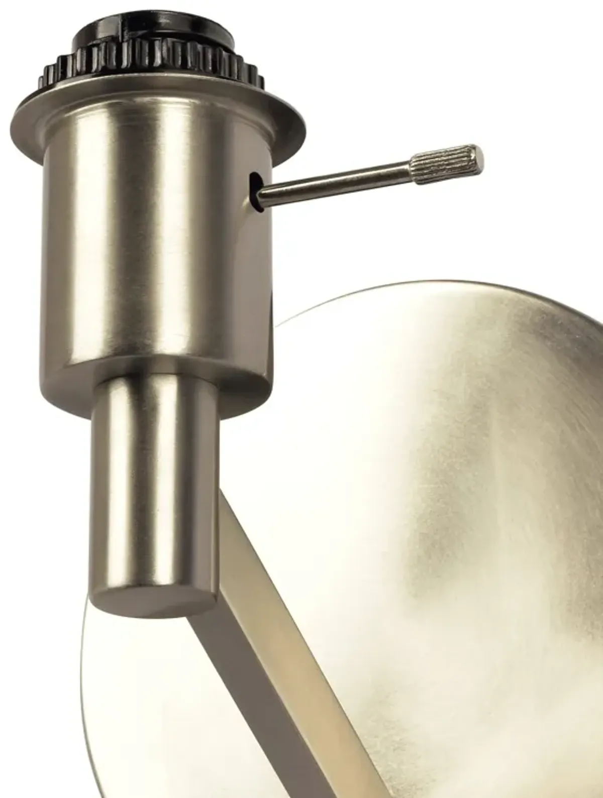 Nebula Brushed Nickel Base Wall Lamp with Rotary Switch White Fabric Shade