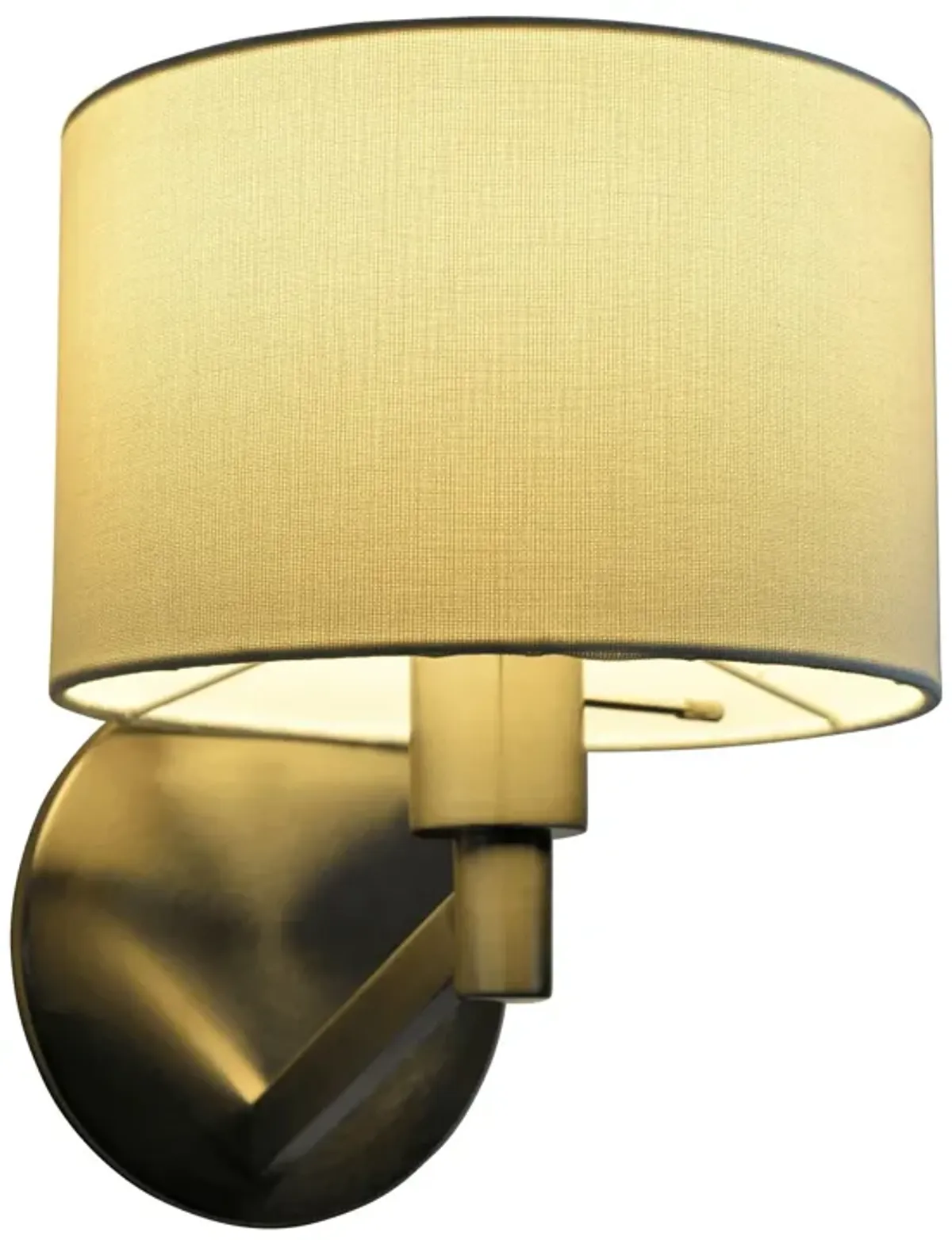 Nebula Brushed Nickel Base Wall Lamp with Rotary Switch White Fabric Shade