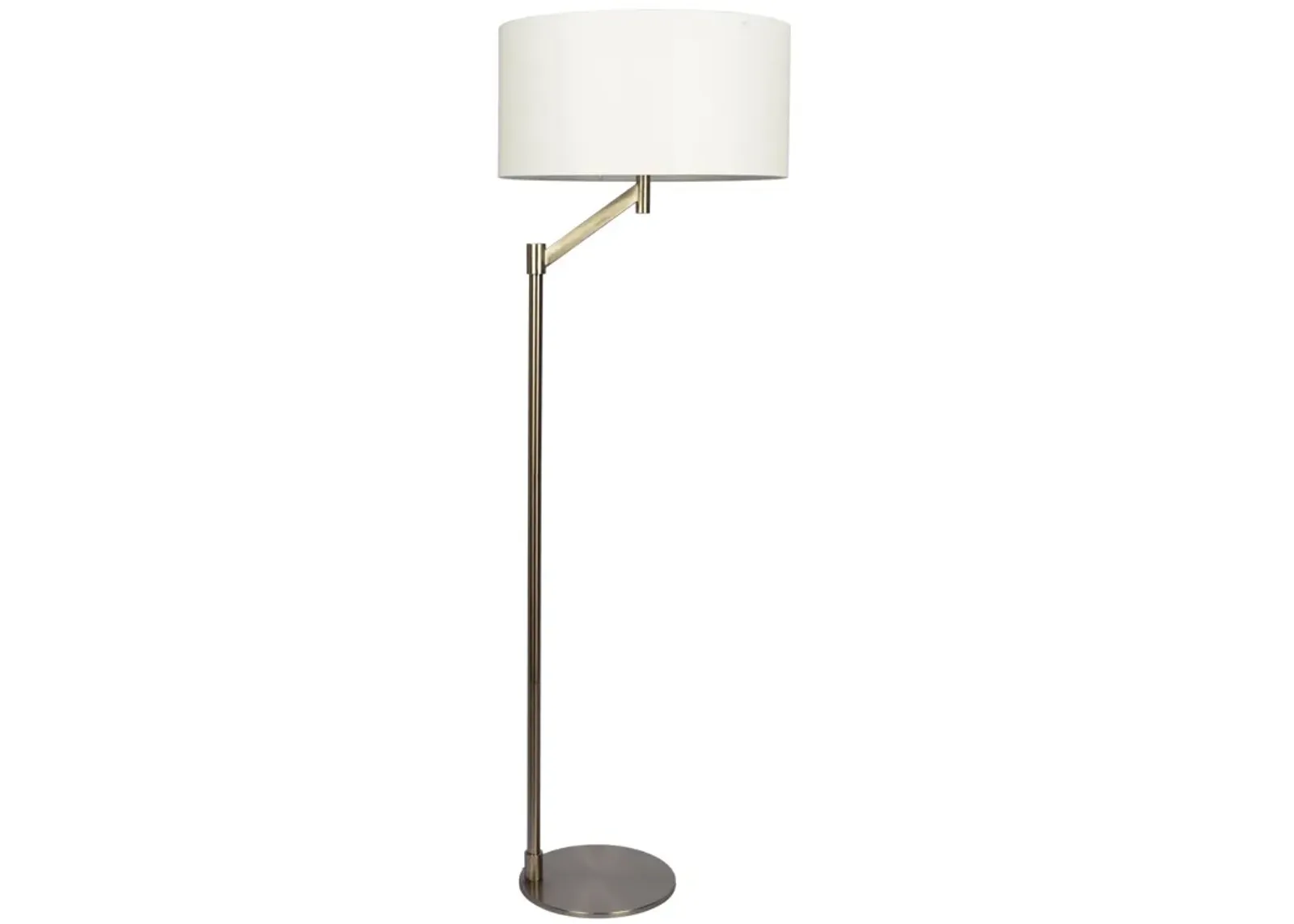 Serene Brushed Nickel Floor Lamp with Rotary Switch Metal Base White Linen Shade