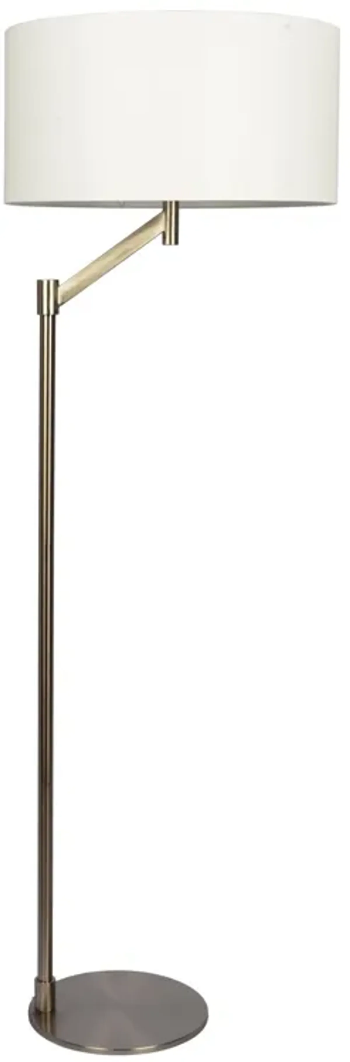 Serene Brushed Nickel Floor Lamp with Rotary Switch Metal Base White Linen Shade