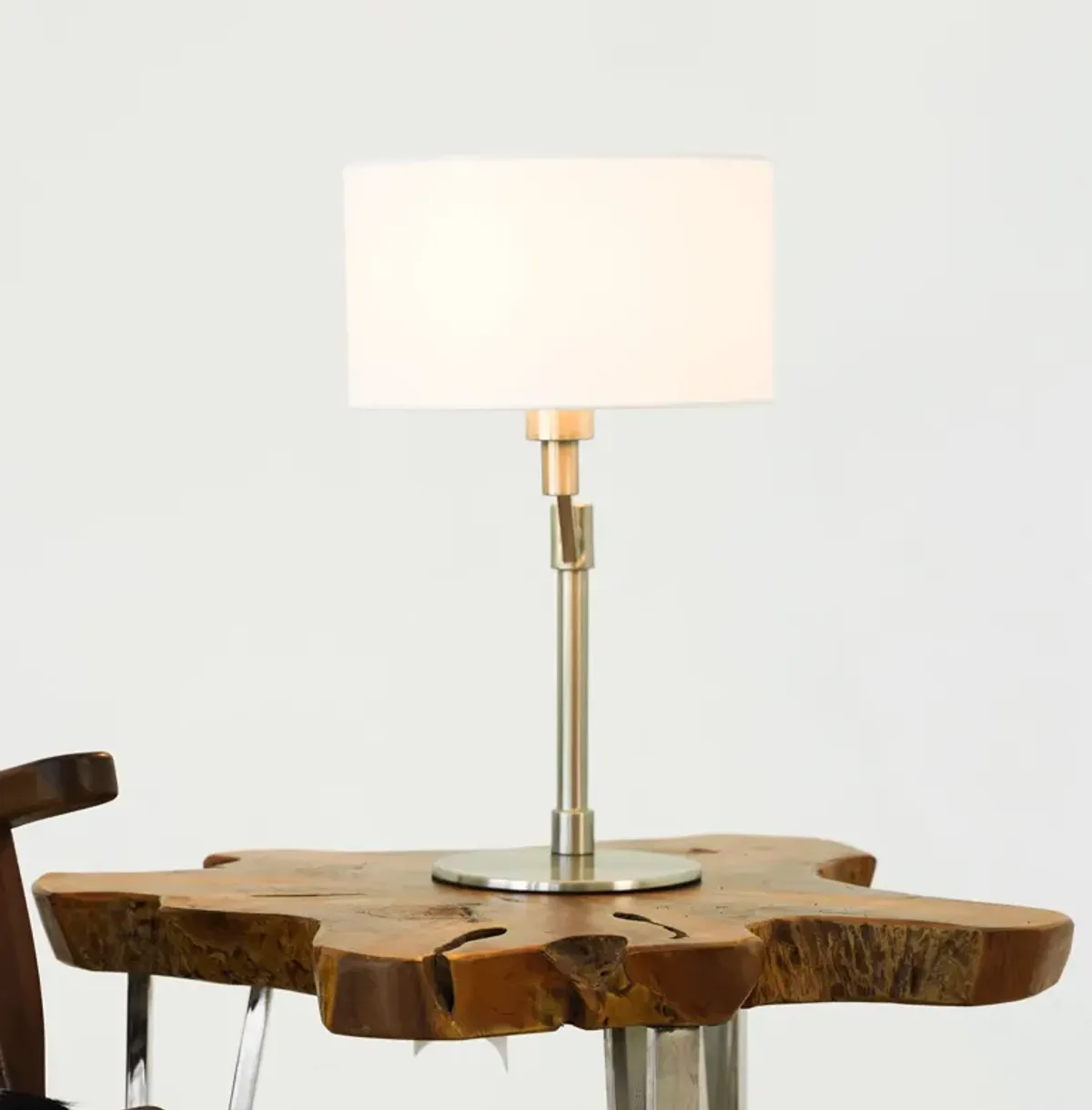 Horizon Brushed Nickel Table Lamp with On/Off Switch Metal Base Polyester Shade