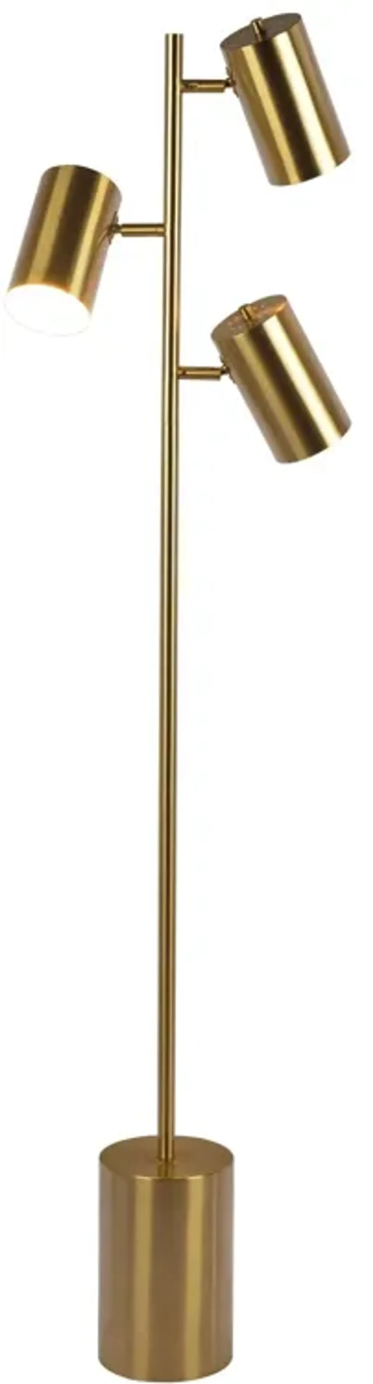 Harmony Brassed Gold Floor Lamp with Rotary Switch Triple Spots Metal Block Base