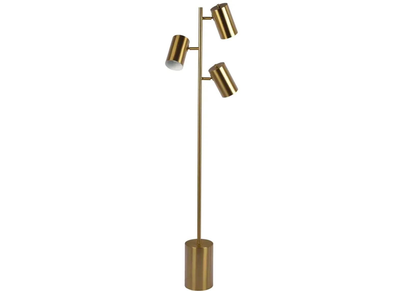 Harmony Brassed Gold Floor Lamp with Rotary Switch Triple Spots Metal Block Base