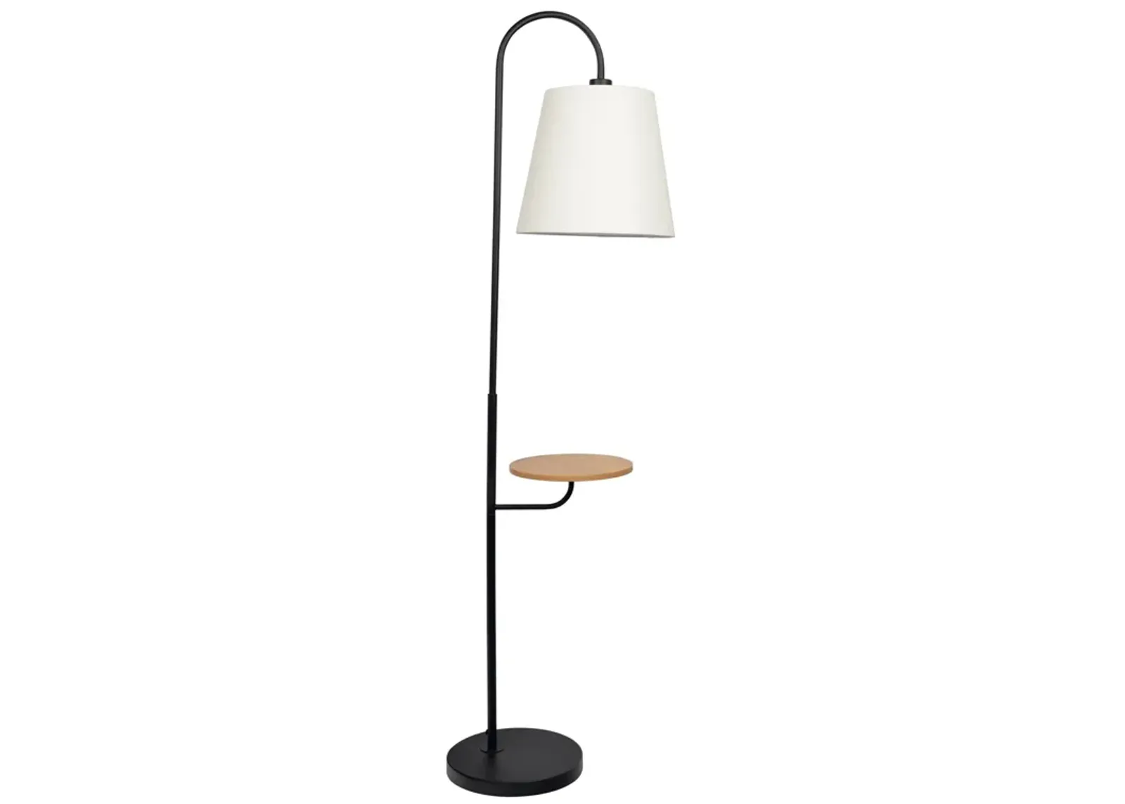 Seoul Black Floor Lamp with Rotary Switch Wood Table Metal Base