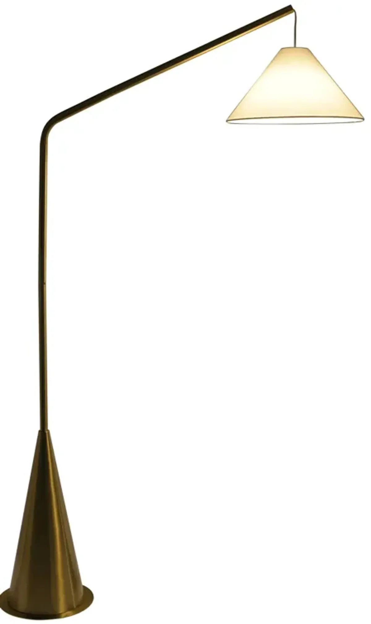 Lisbon Black Floor Lamp with On/Off Switch Coned Base Hanging White Fabric Shade